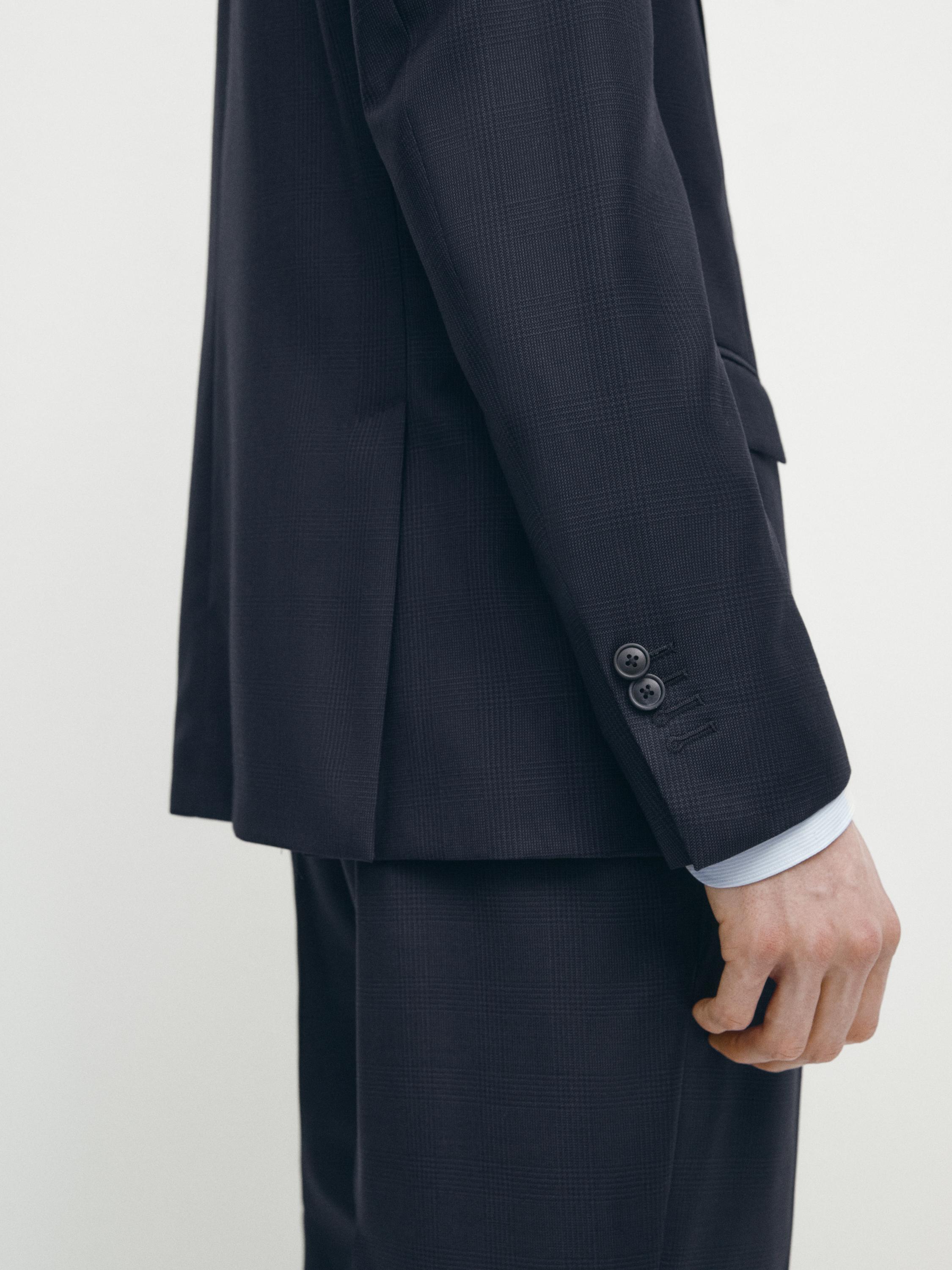 Blue check wool suit blazer · Blue · Dressy | Massimo Dutti