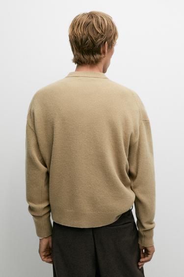 100% wool knit round-neck sweater — MEDIUM CAMEL 5