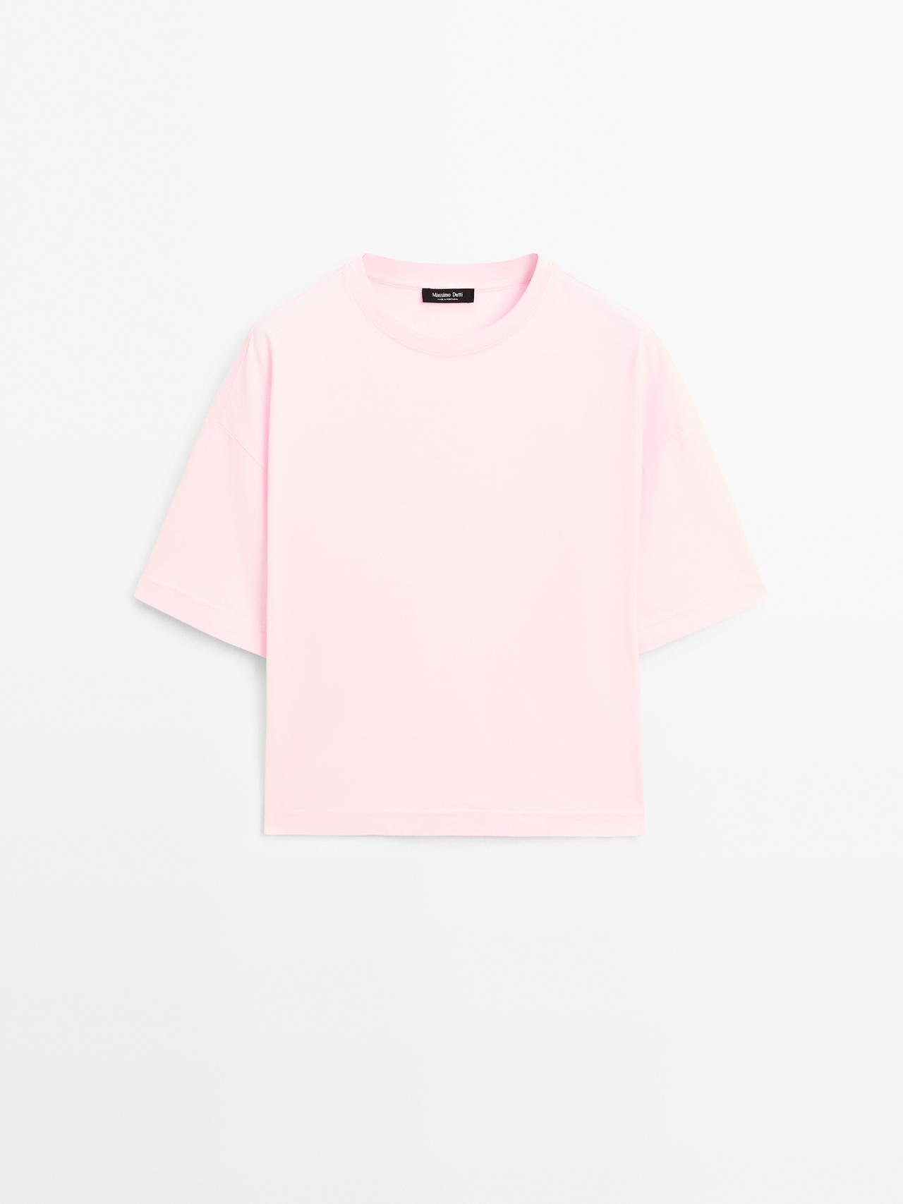Massimo Dutti - Dame - Kortærmet T-Shirt I 100 % Bomuld - Rosa - M