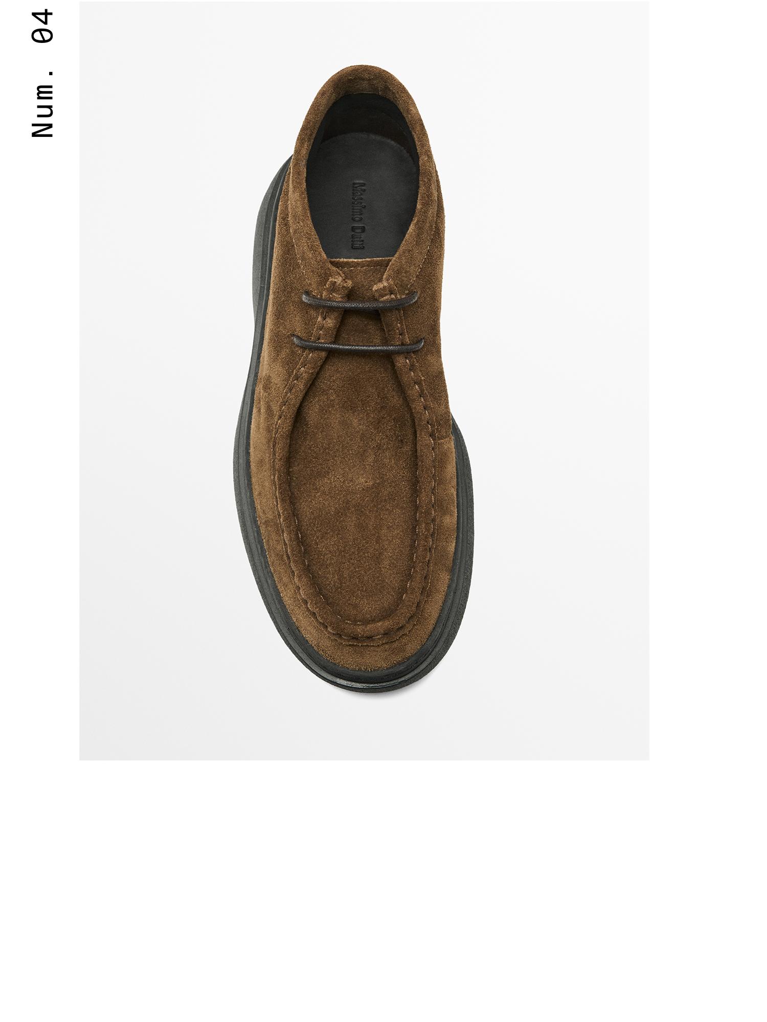 Moc toe split suede ankle boots
