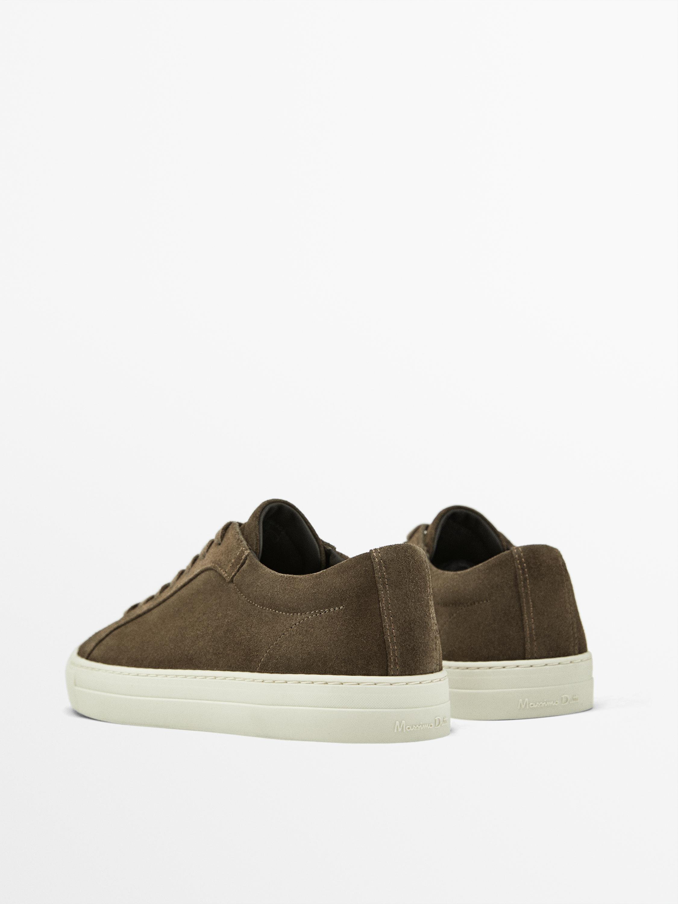 Split suede trainers