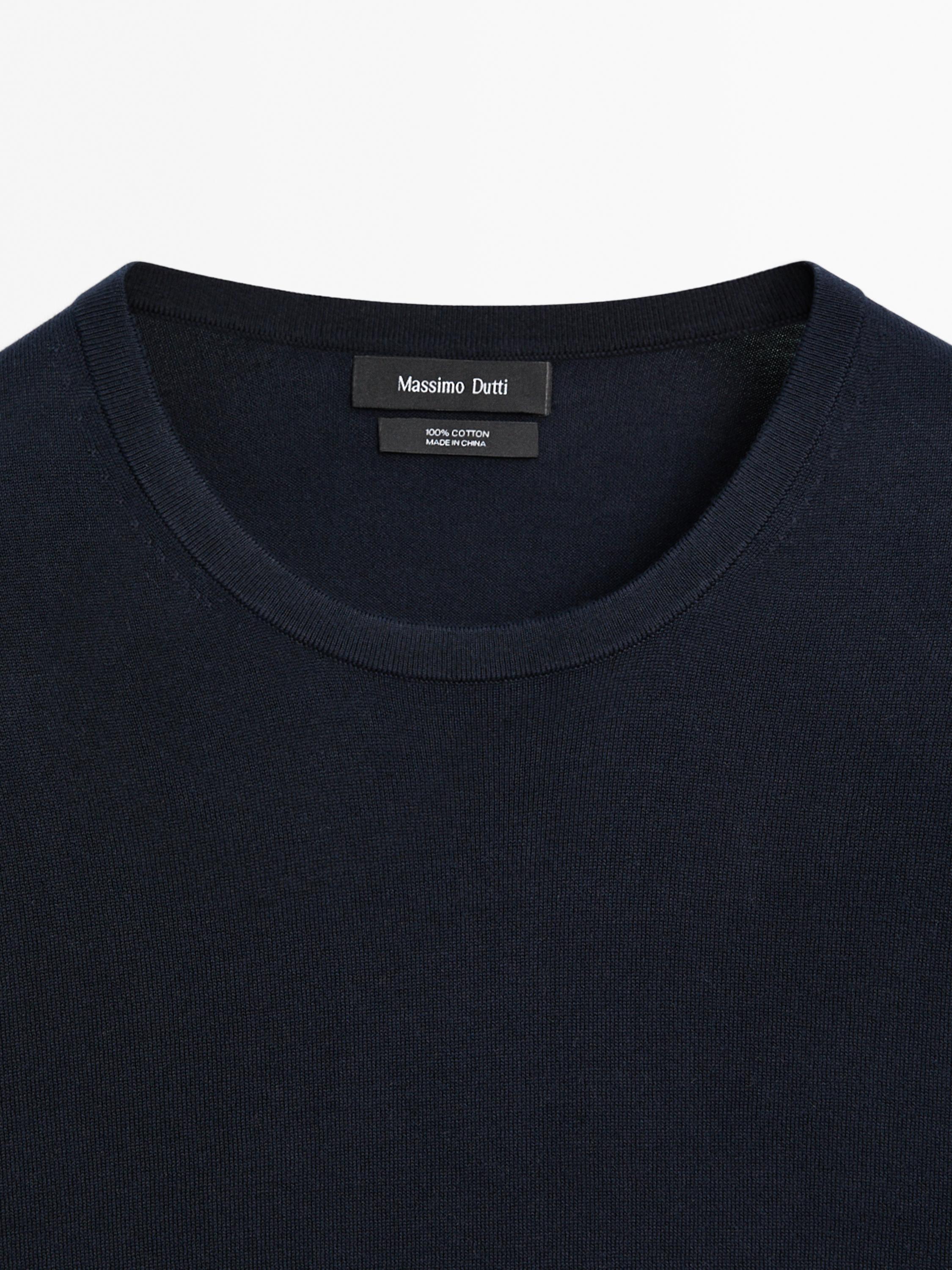 Long sleeve cotton knit sweater