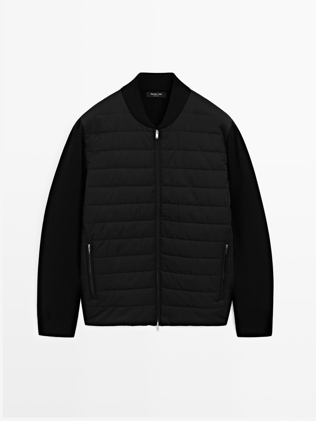 Massimo Dutti - Herre - Vatteret Bomberjakke - Sort - L