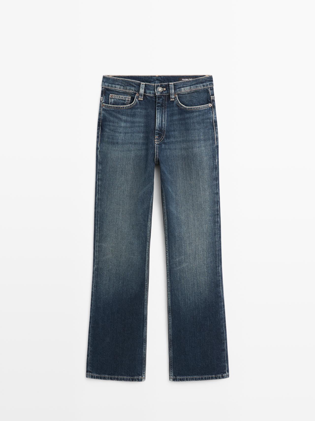 Massimo Dutti - Dames - Bootcut Jeans Met Hoge Taille - Halfblauw - 40