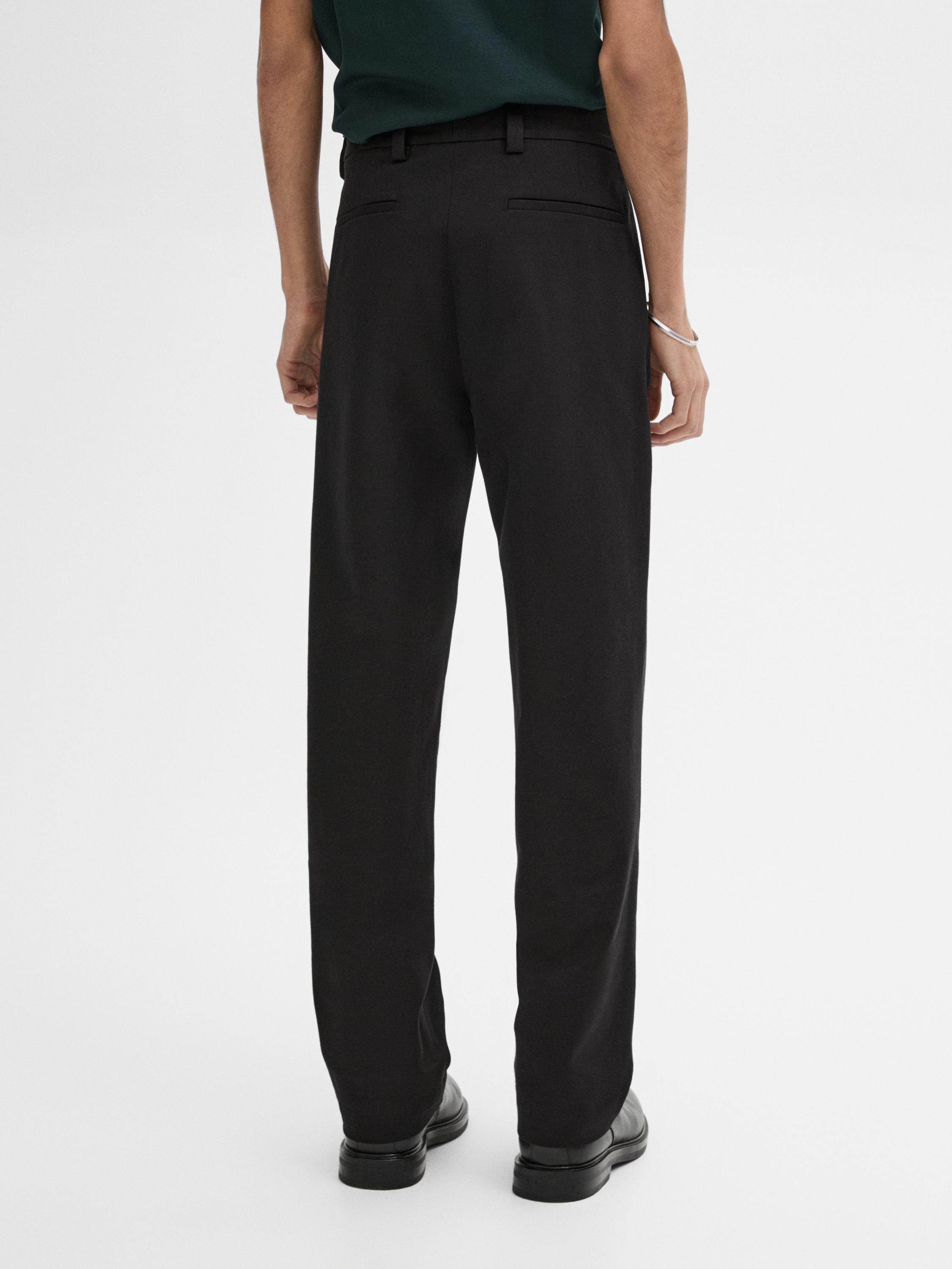 Cotton blend straight-leg twill trousers