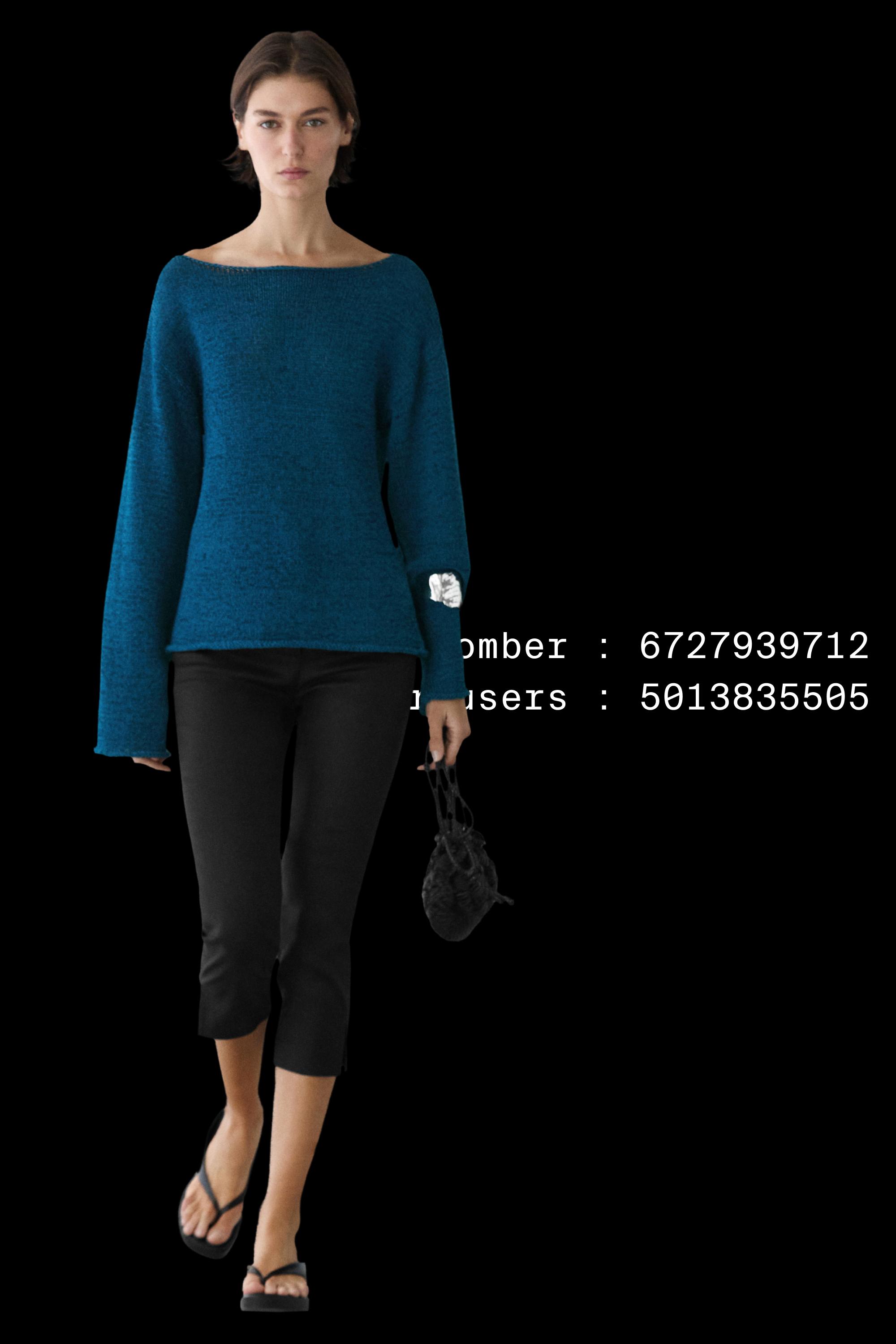 Cotton blend cutwork sweater — BLUE