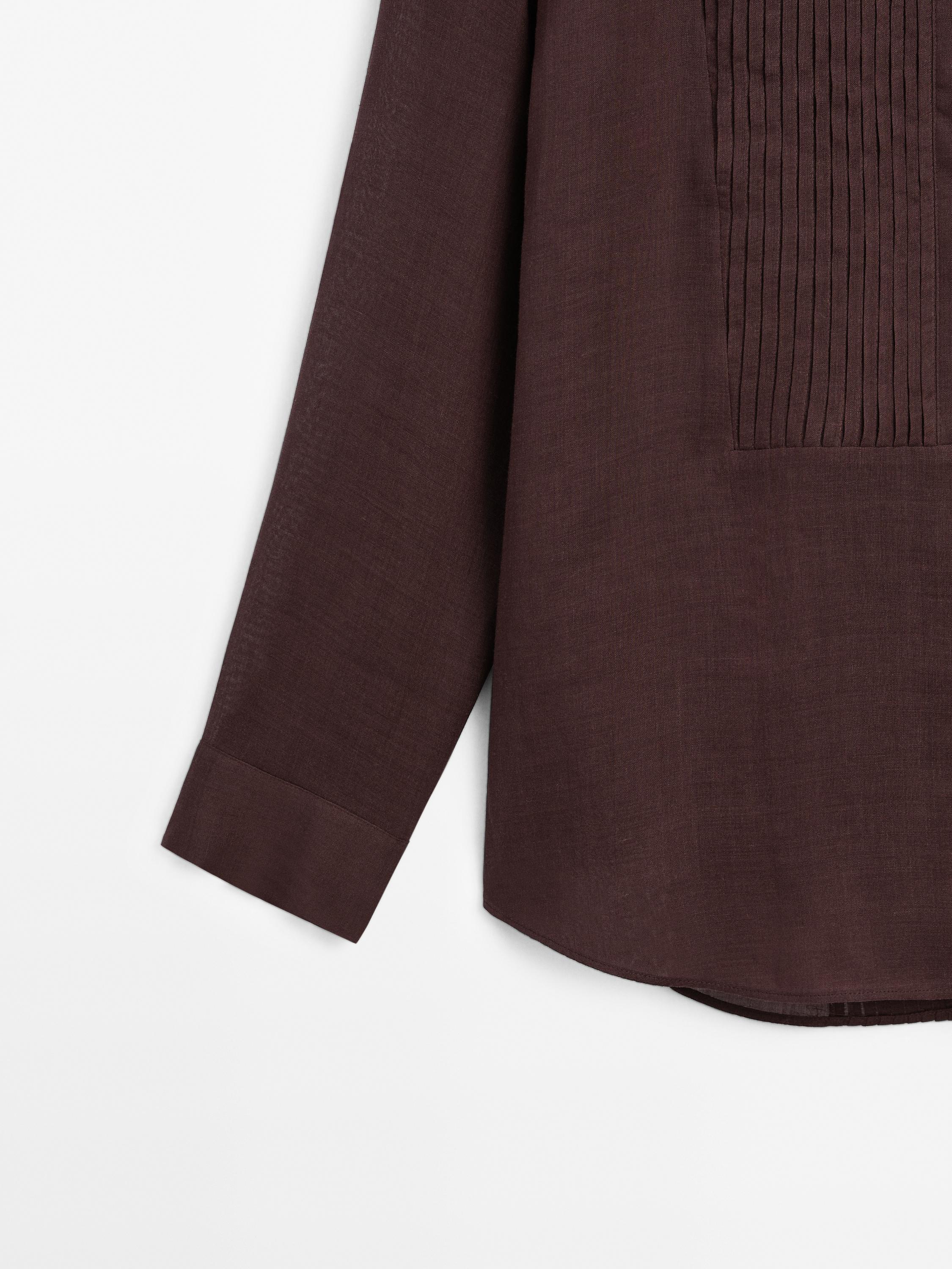 Flowing ramie blend shirt with pintucks