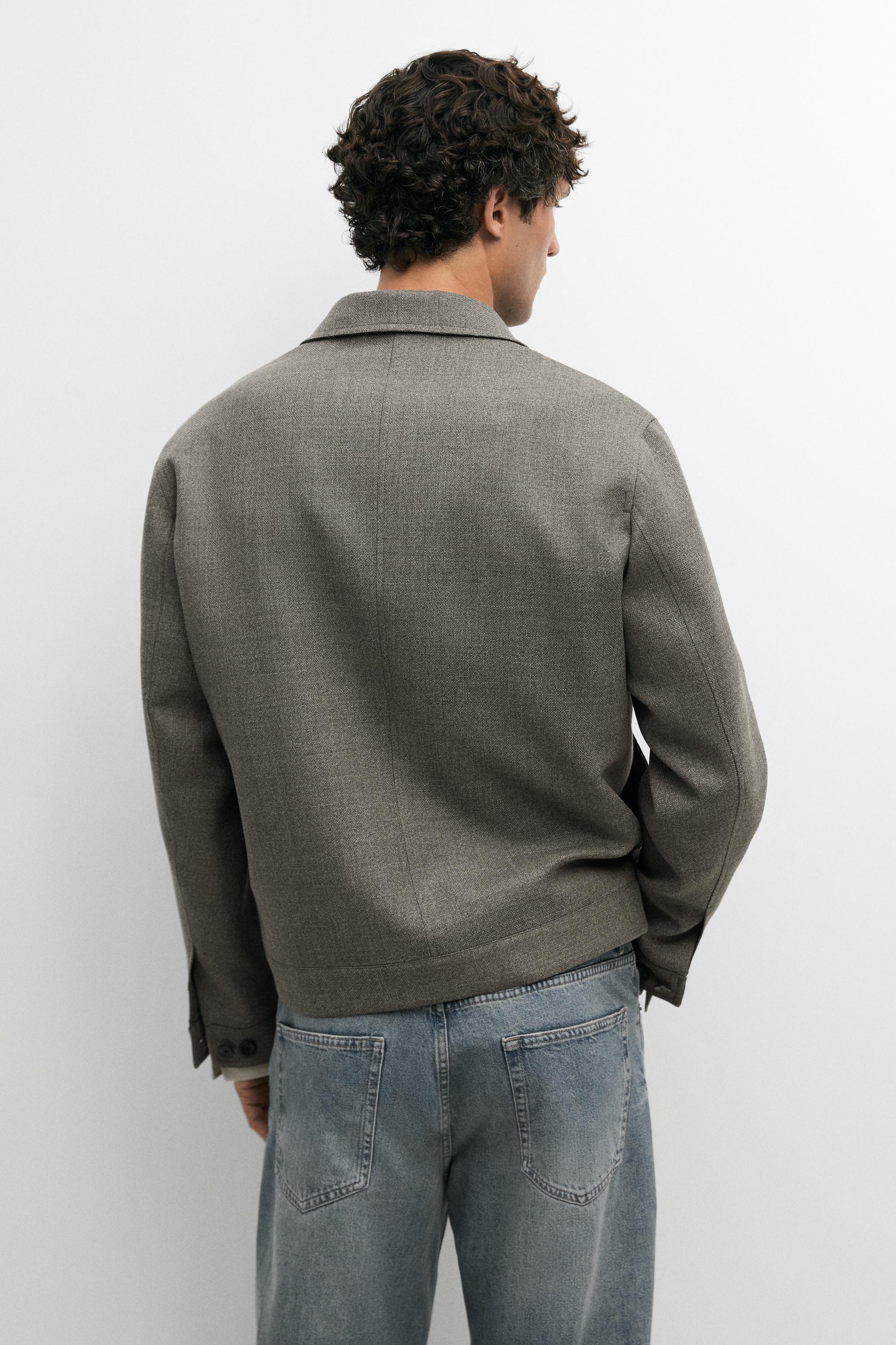 100% wool structured jacket — Greyish green
