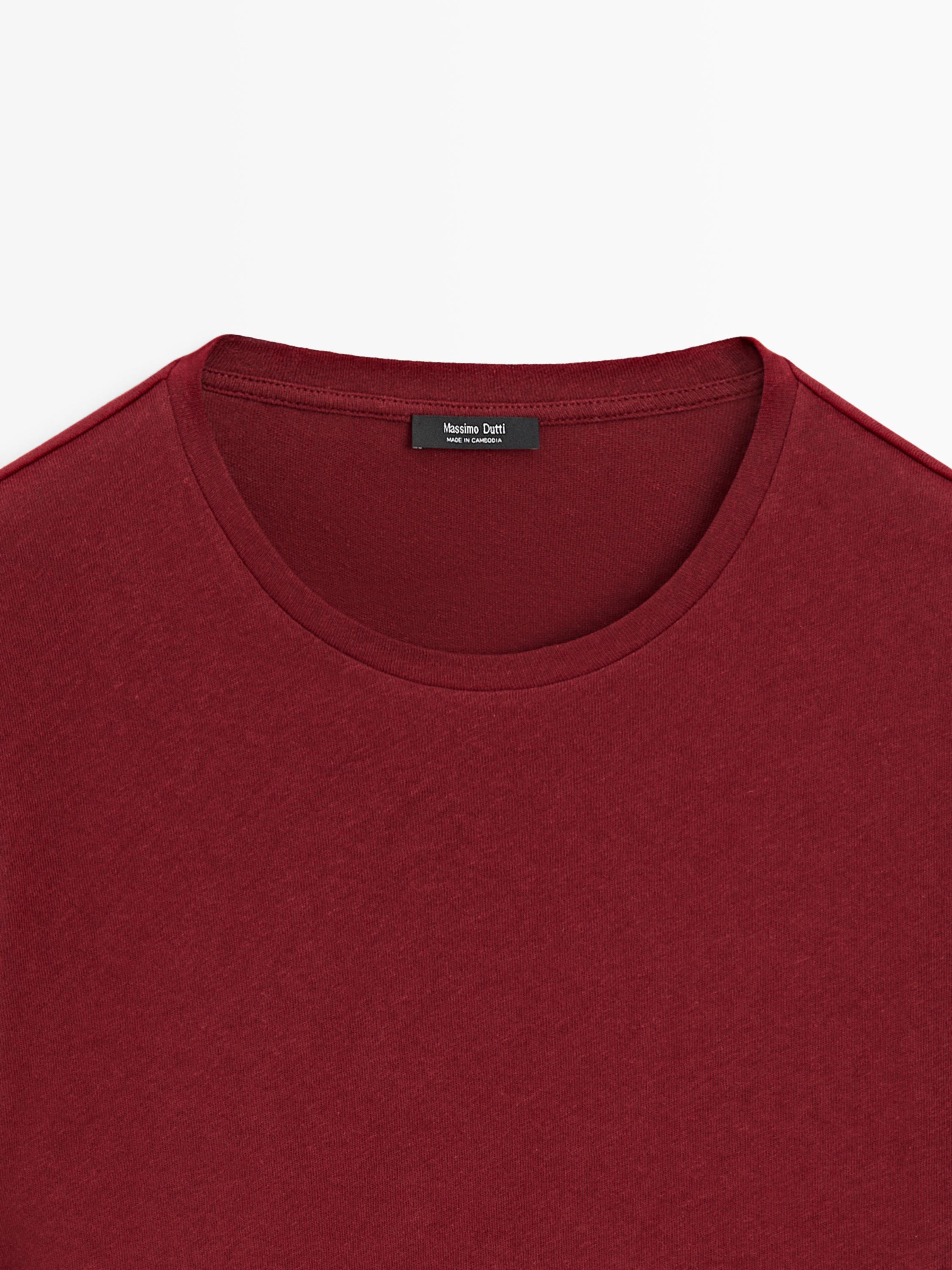 Short sleeve linen and cotton T-shirt — RED