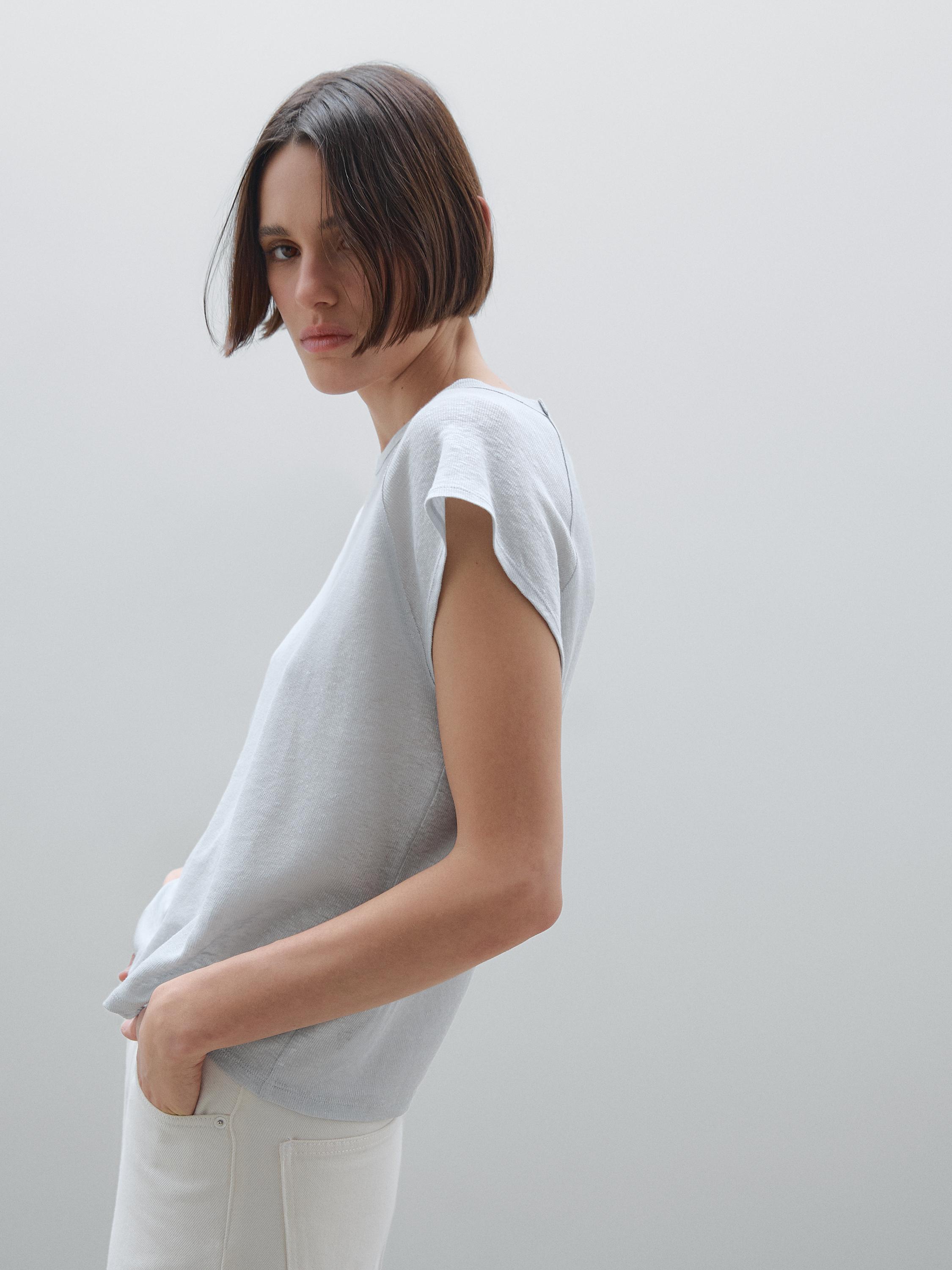 100% linen lightweight ribbed T-shirt
