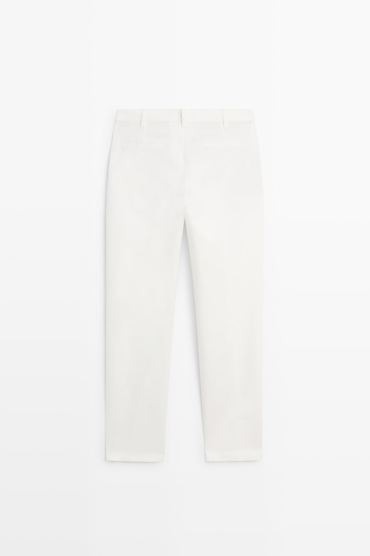 Linen-cotton straight-leg pants — Off white