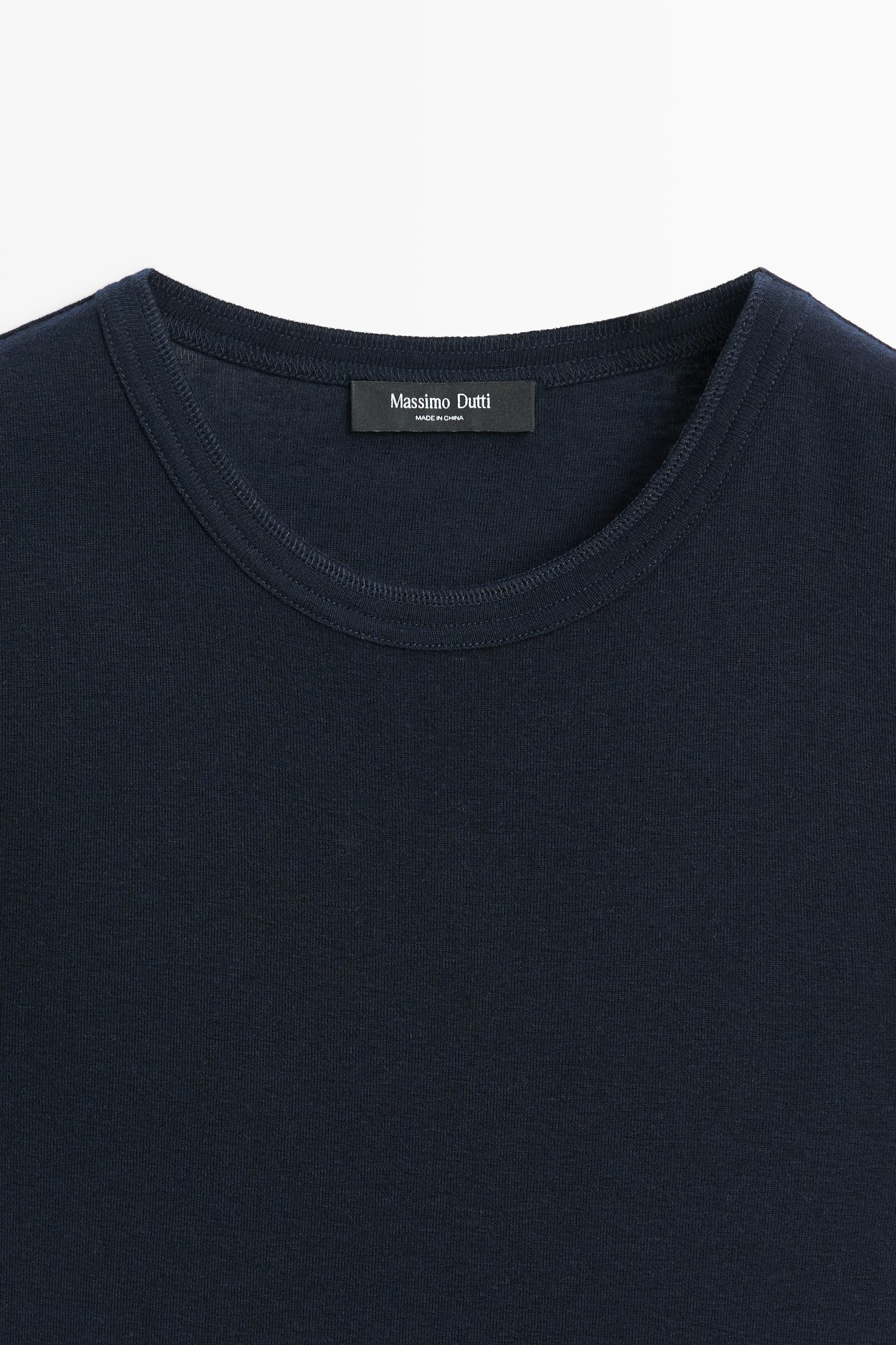 Wool blend double-layer T-shirt — NAVY BLUE