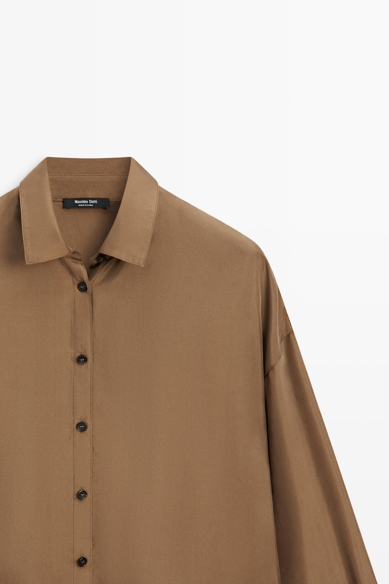 Flowing 100% silk shirt — TOFFEE