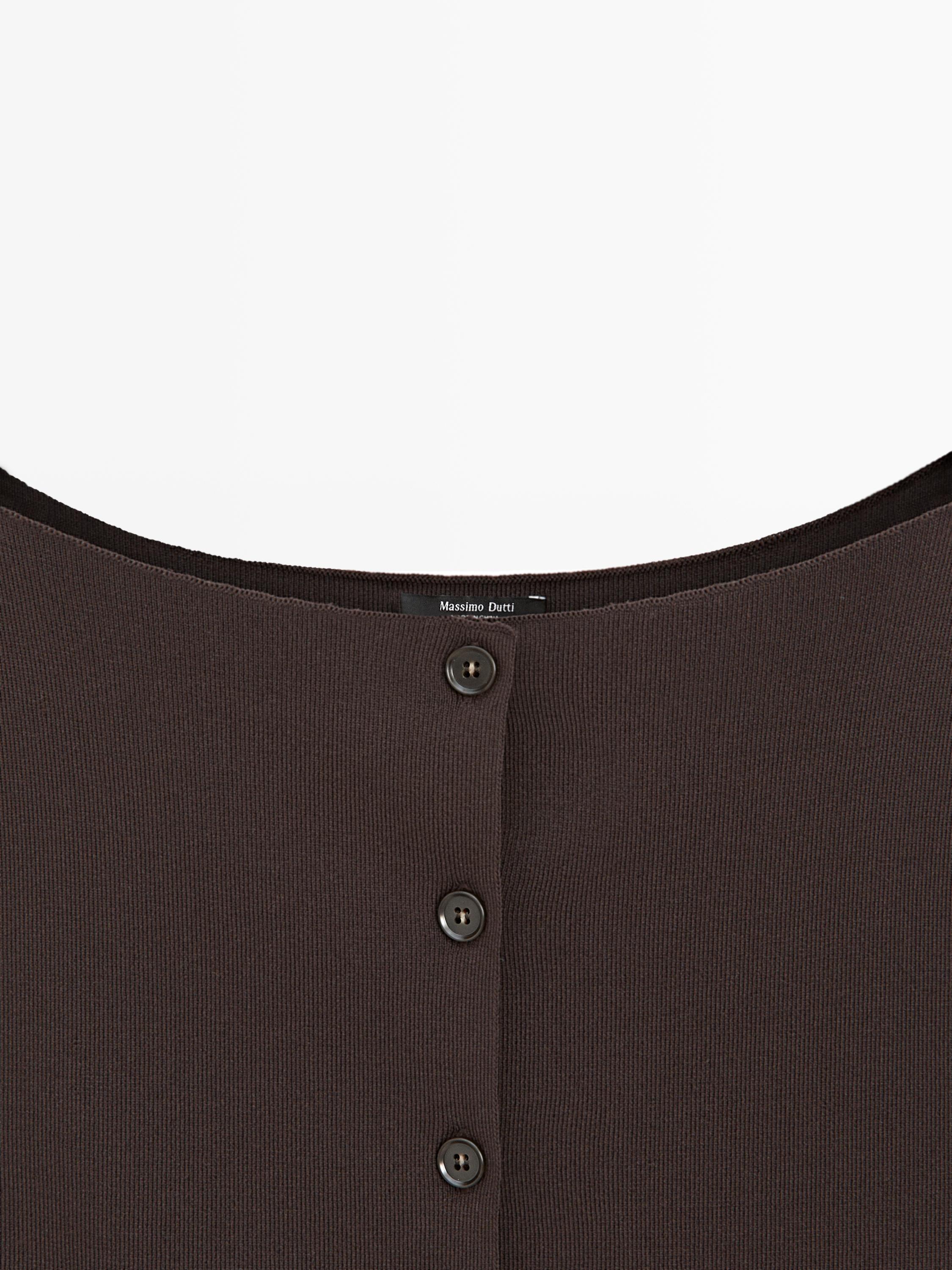 Knit vest with pocket details — BROWN
