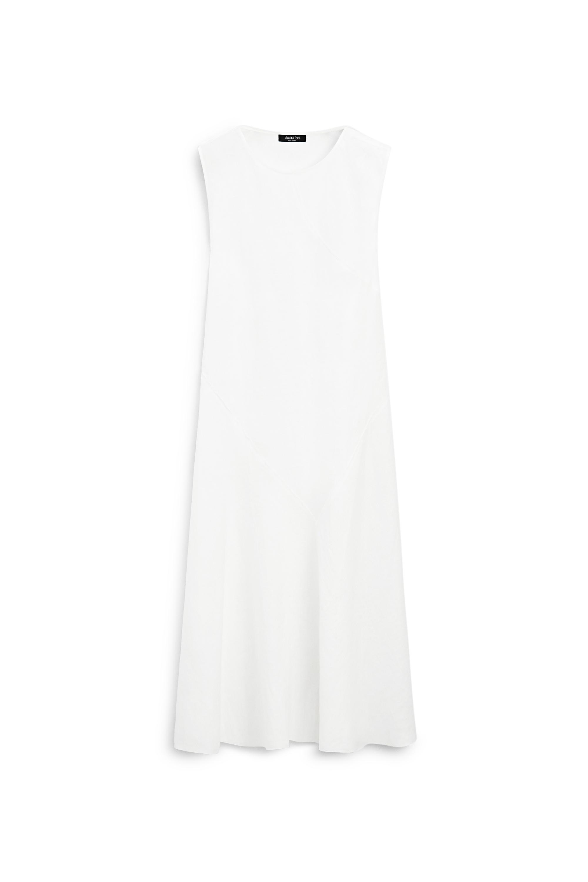 Flowing 100% linen midi dress — WHITE