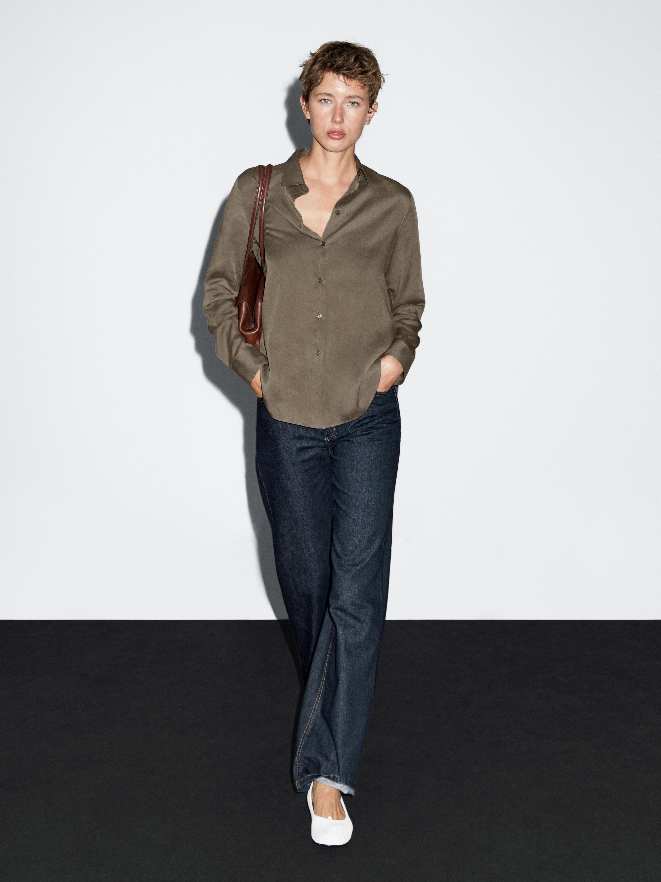 Camisa fluida cuello camisero