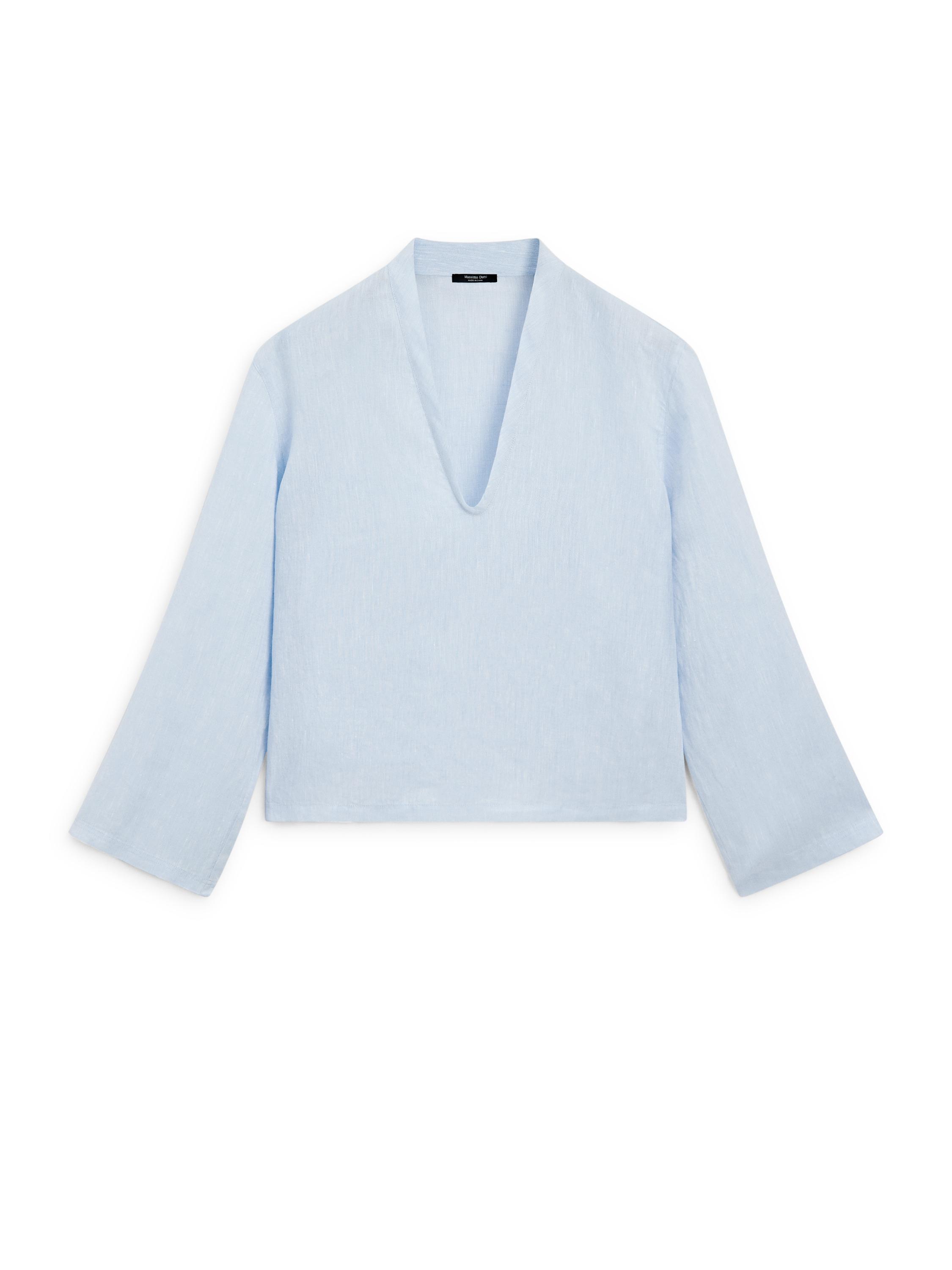 100% linen long sleeve shirt — SKY BLUE