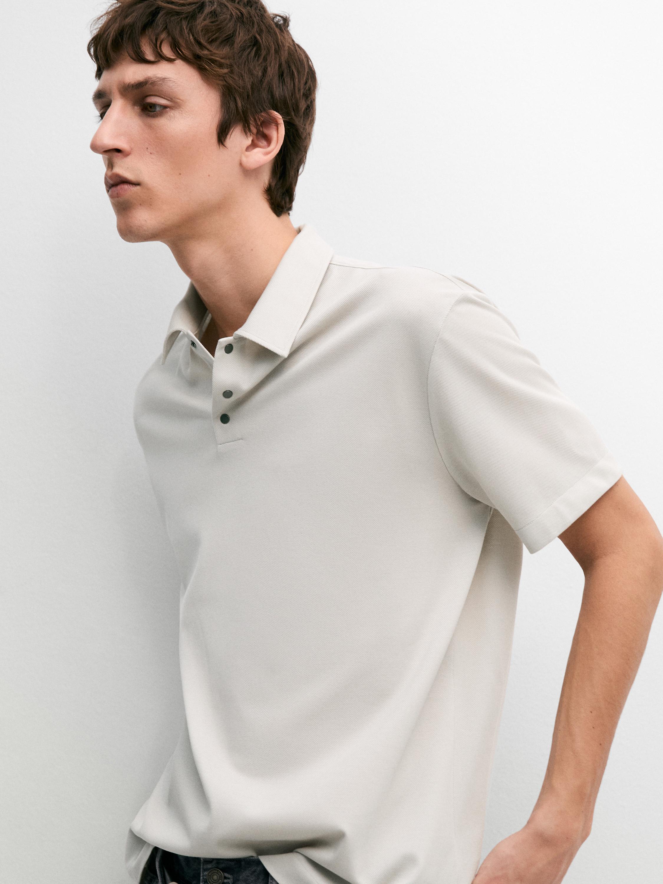 100% cotton short sleeve polo shirt — STONE