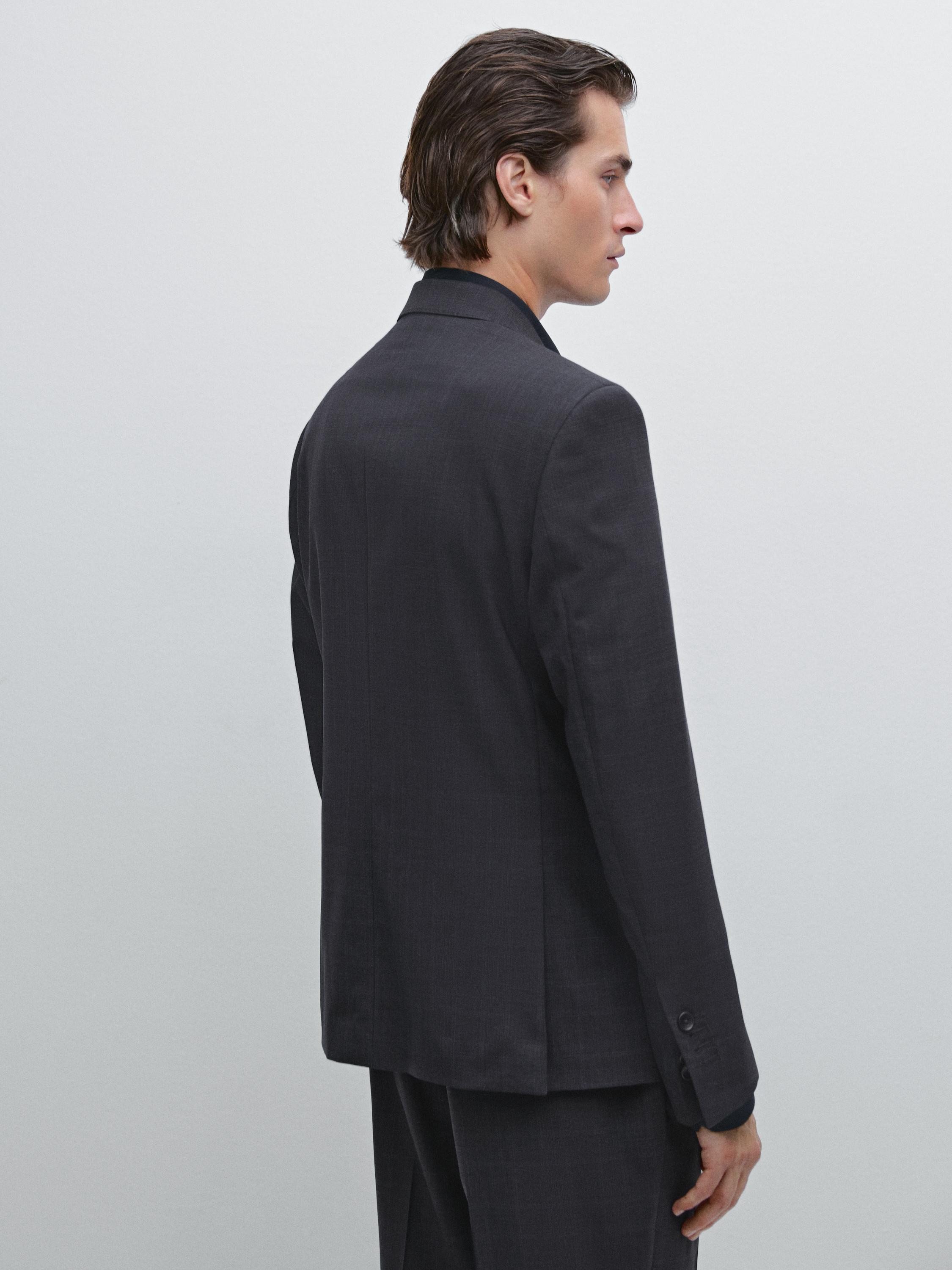 100% wool check suit blazer