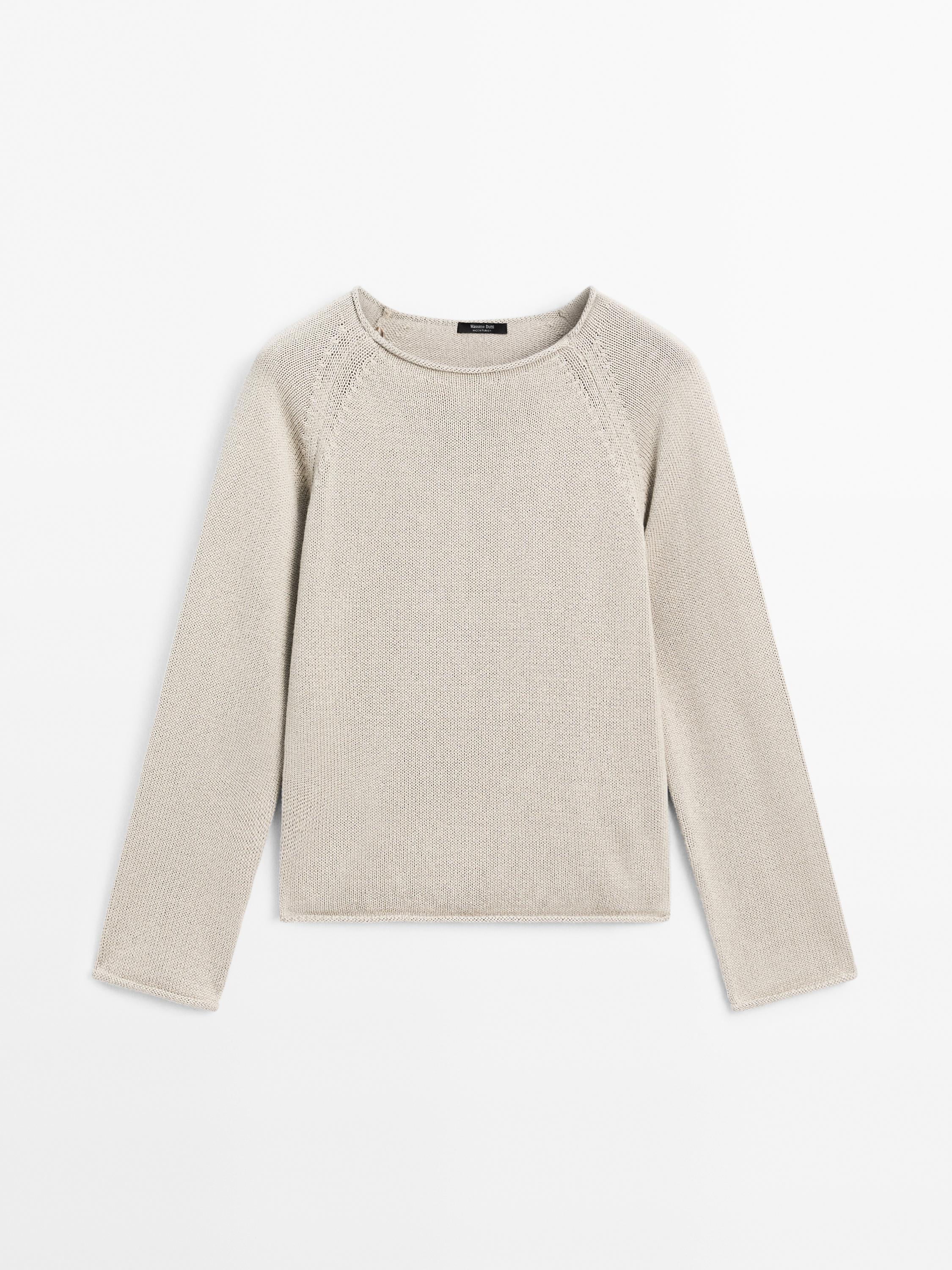 Purl knit cutwork sweater