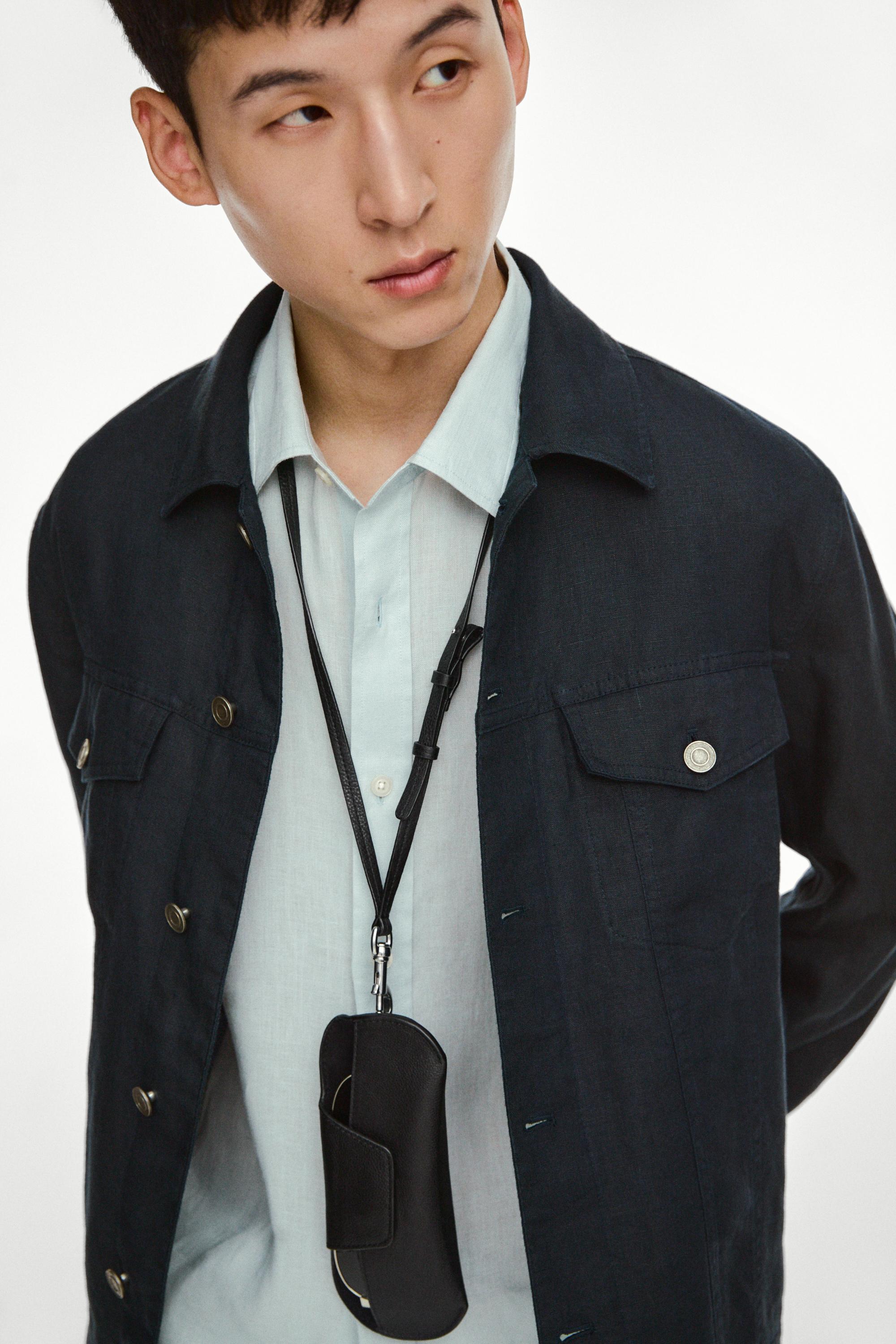 Nappa leather sunglasses case — BLACK