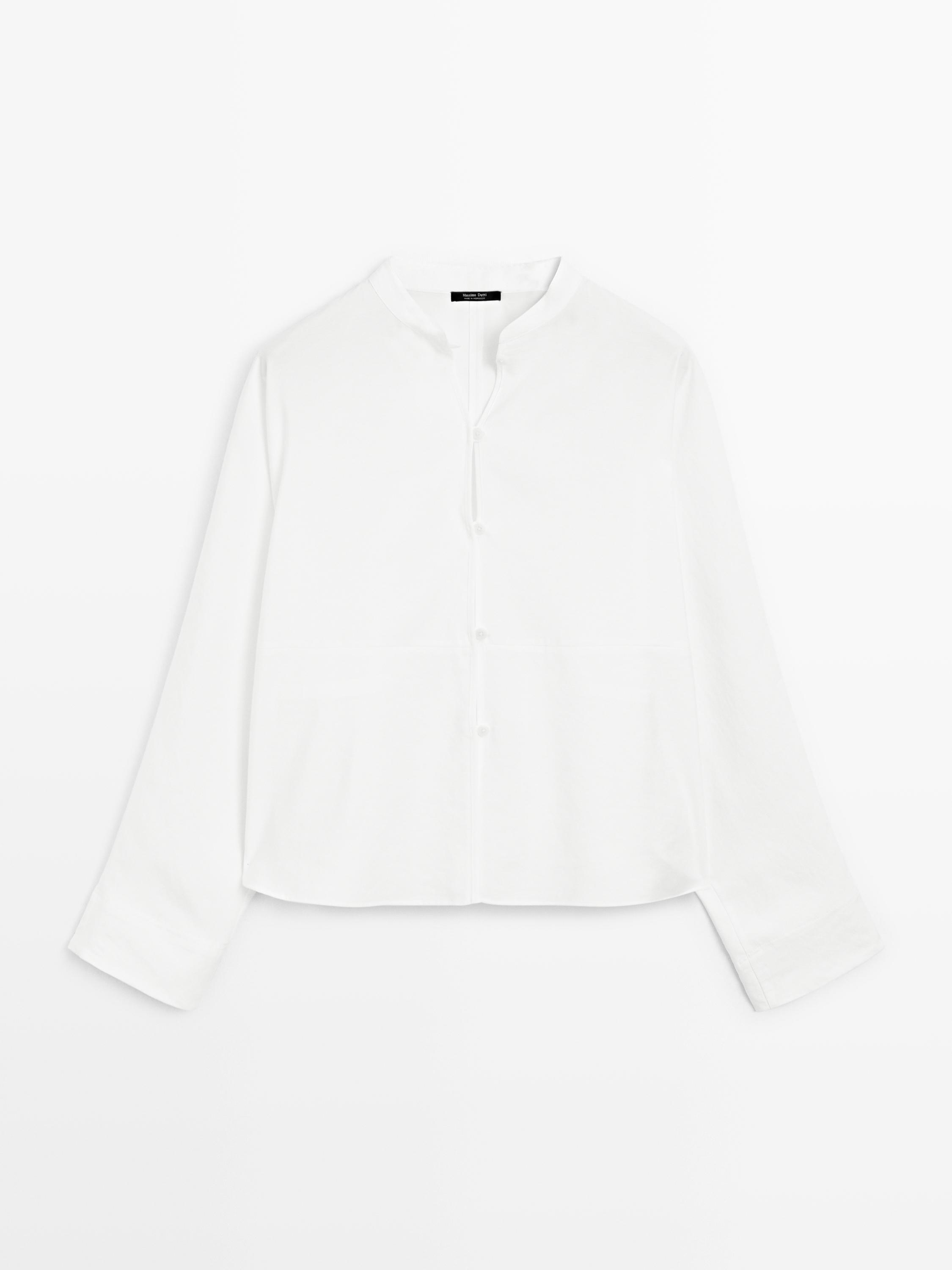 Košile se stojáčkem a prošitým švem vpředu