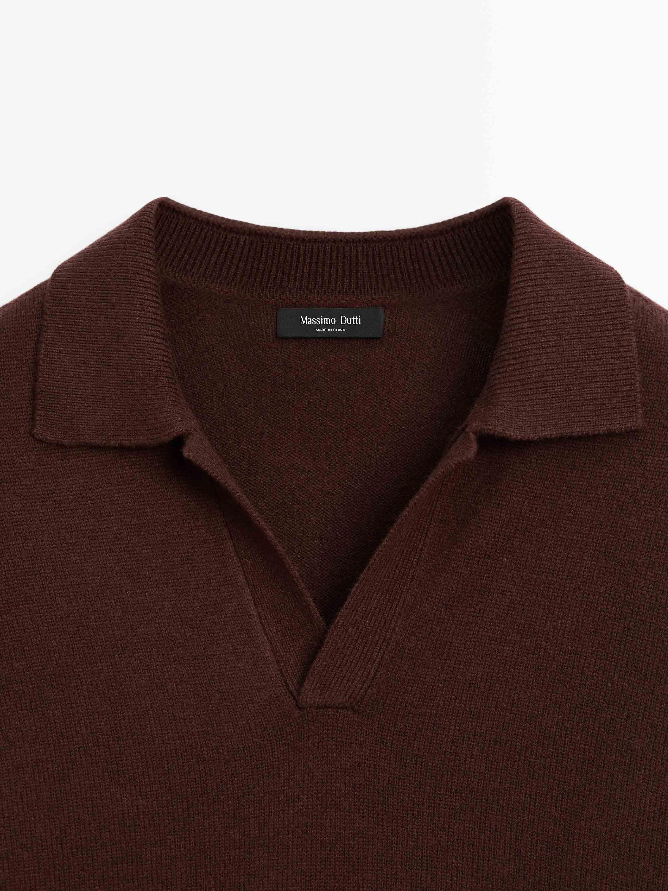 Wool blend polo collar sweater