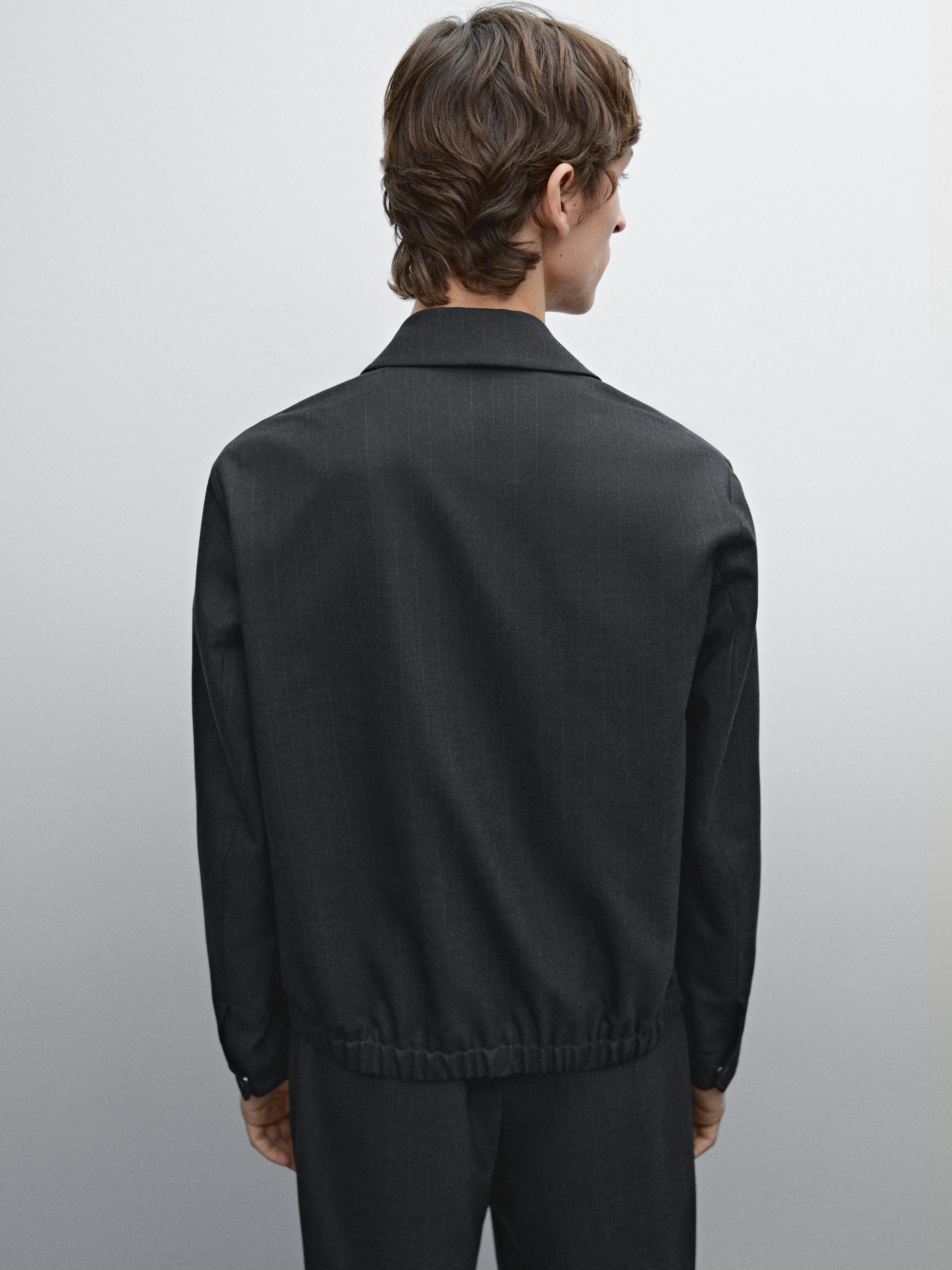 Striped wool blend overshirt