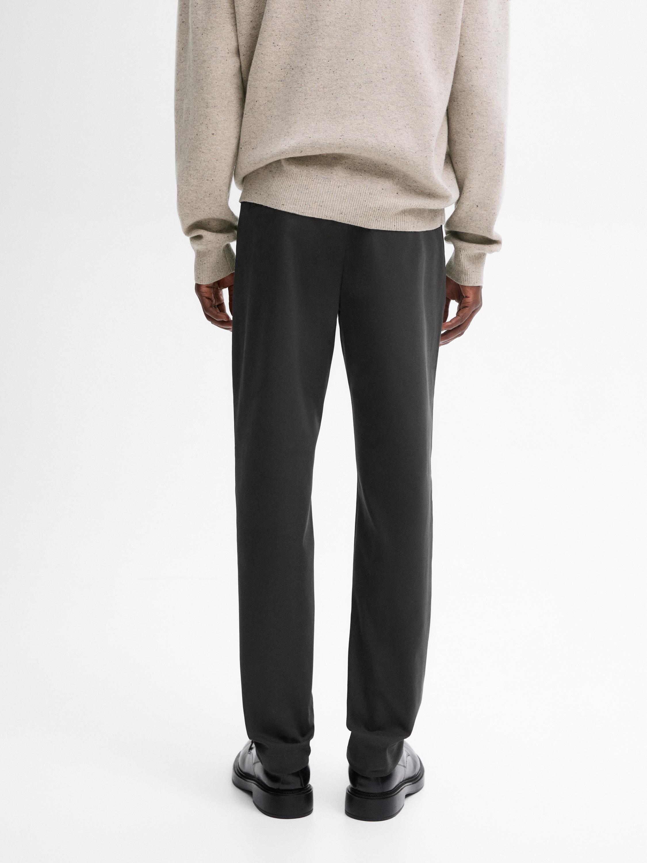 Cotton blend slim fit trousers