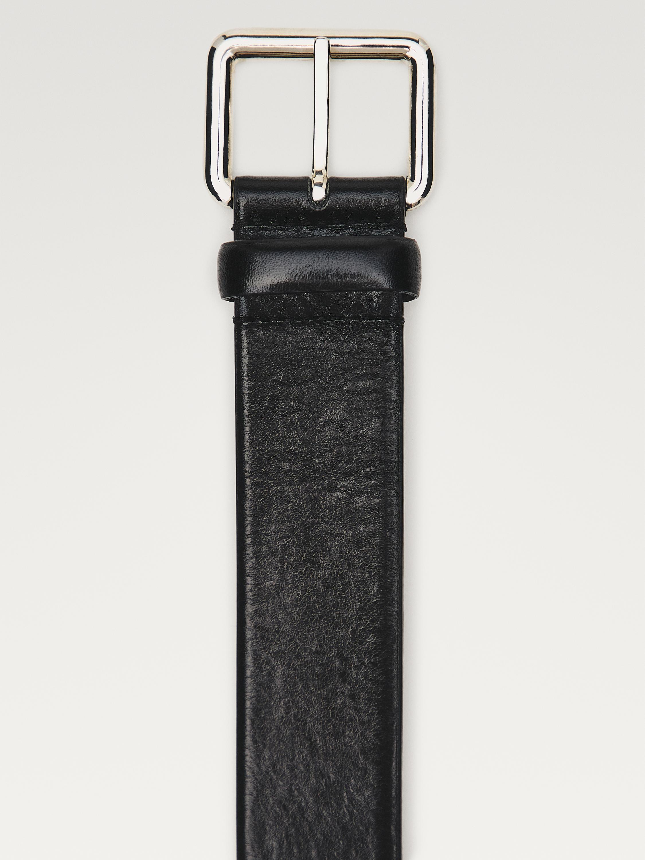 Nappa leather belt with square buckle — BLACK