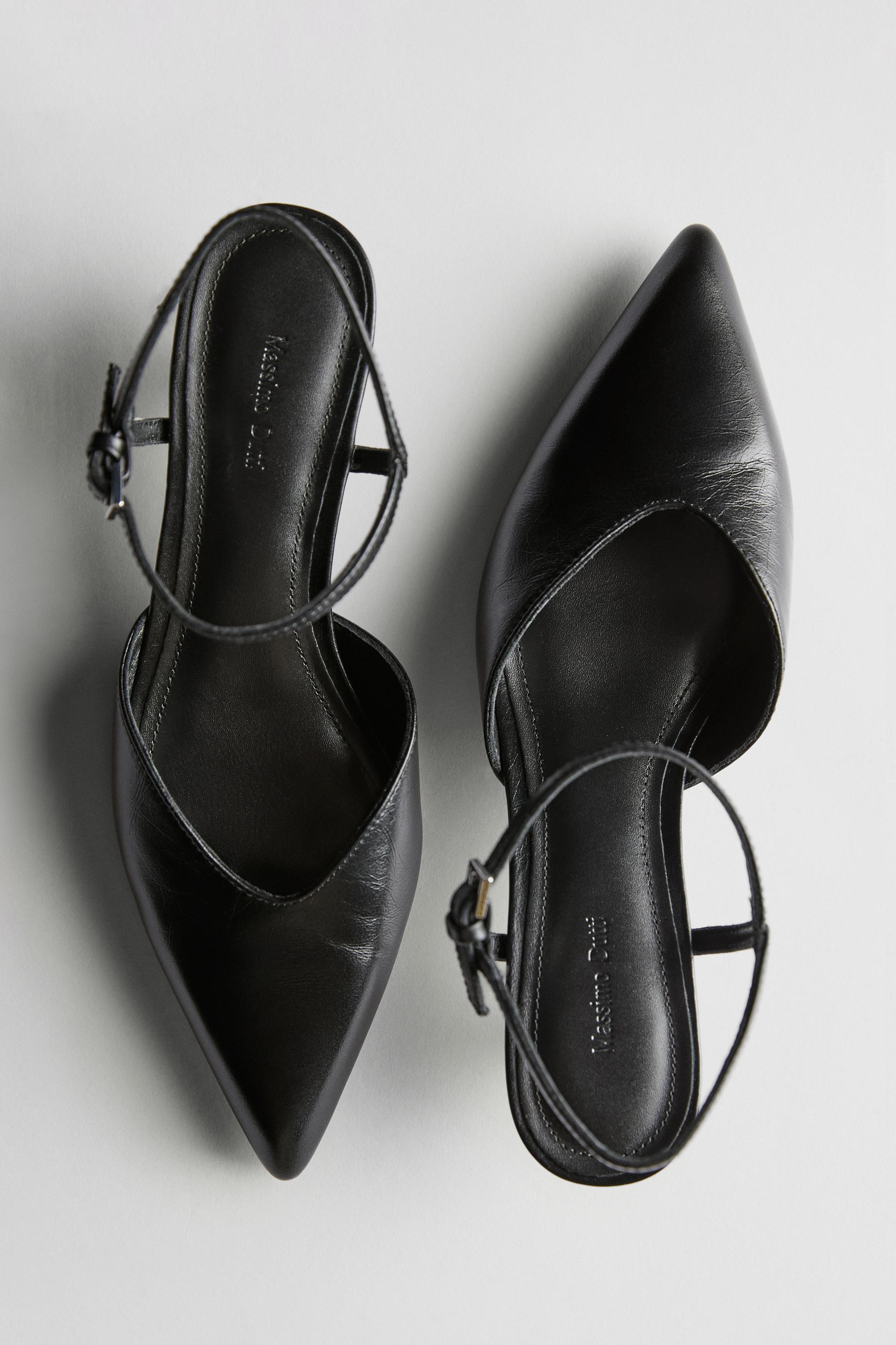 High-heel slingback shoes — BLACK