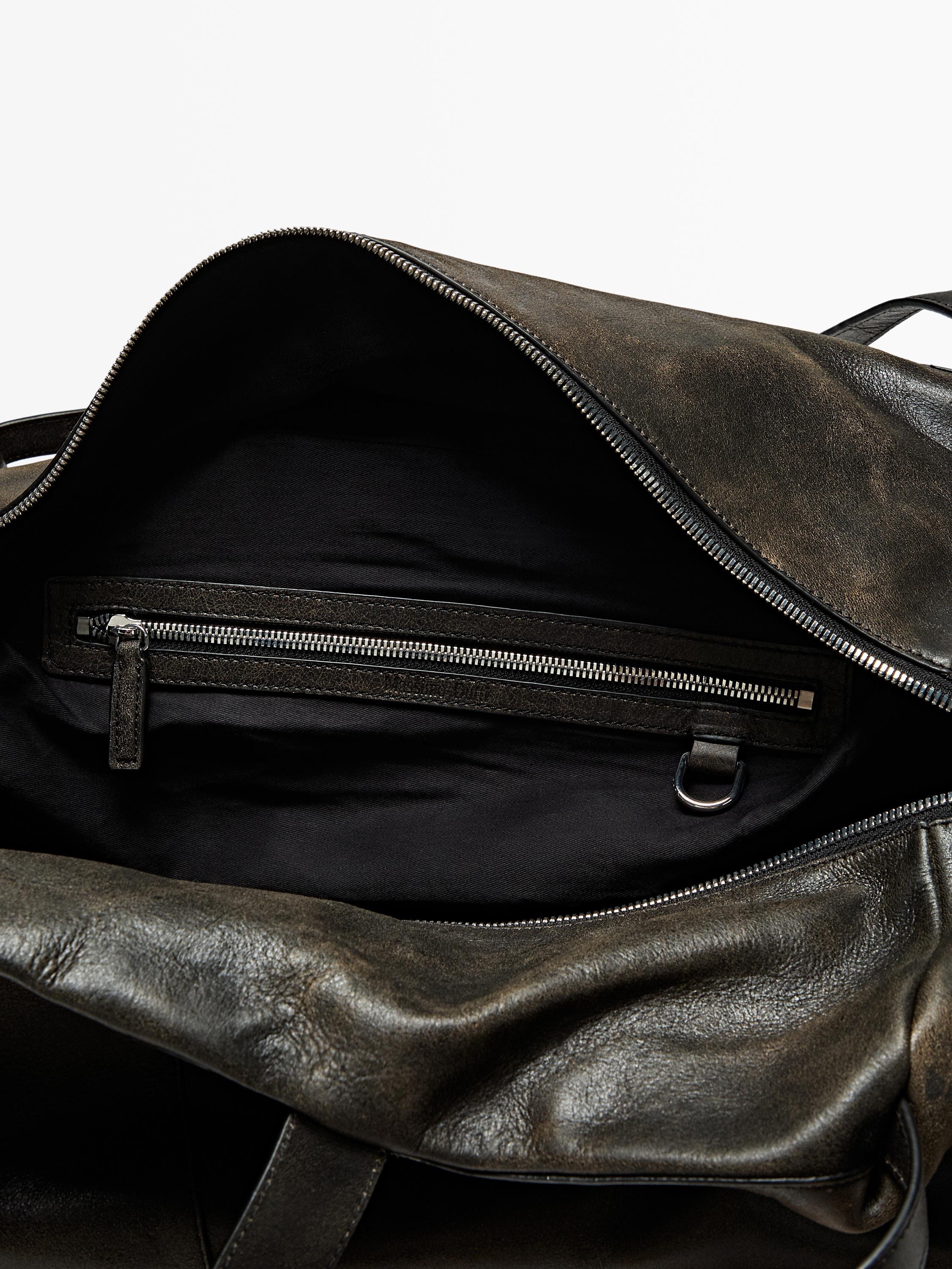 Crackled nappa leather duffle bag