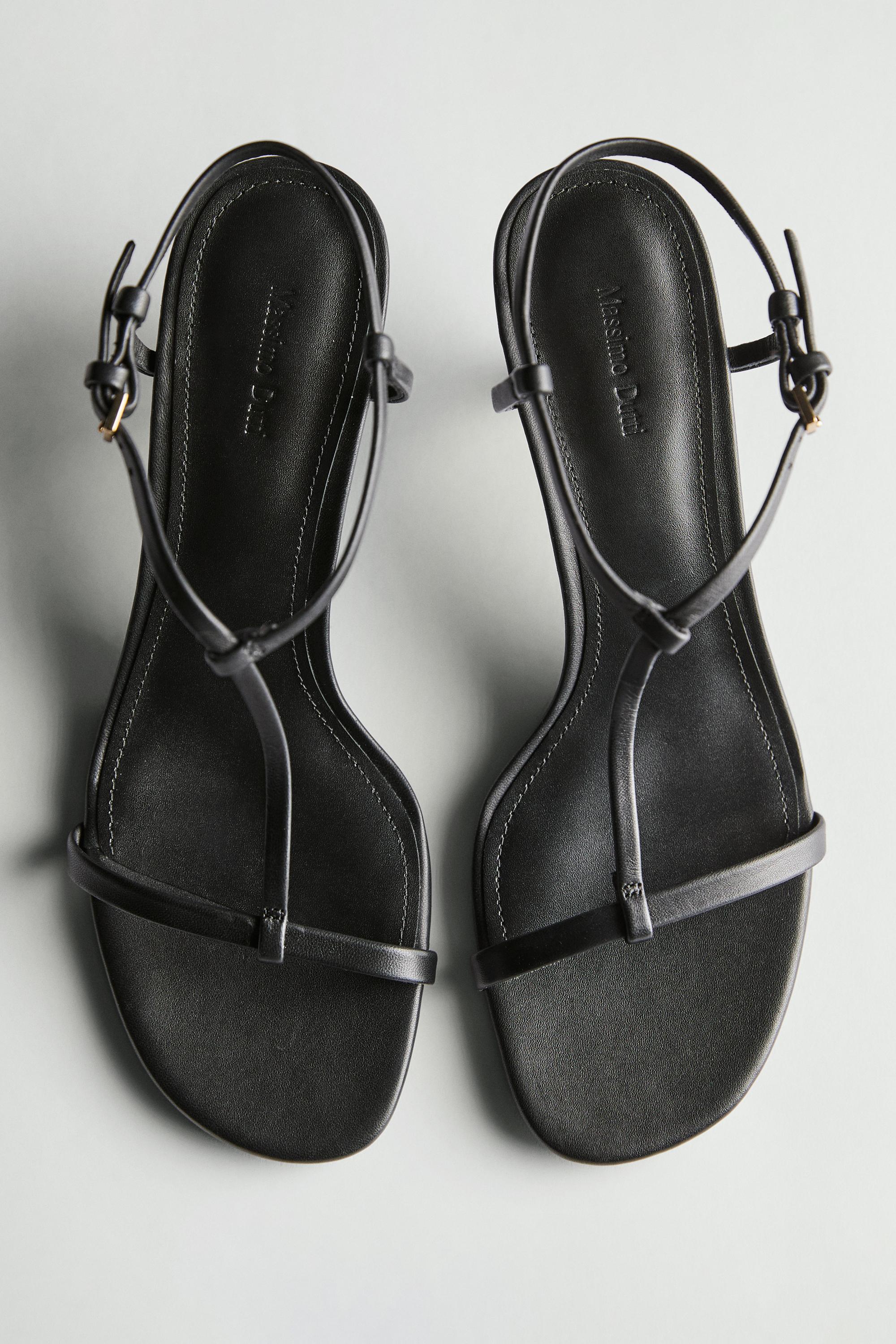 Strappy mid-heel sandals — BLACK