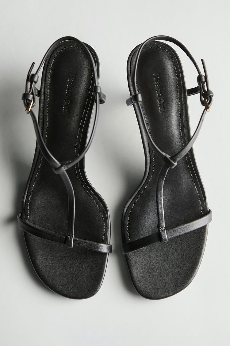 Strappy mid-heel sandals — BLACK