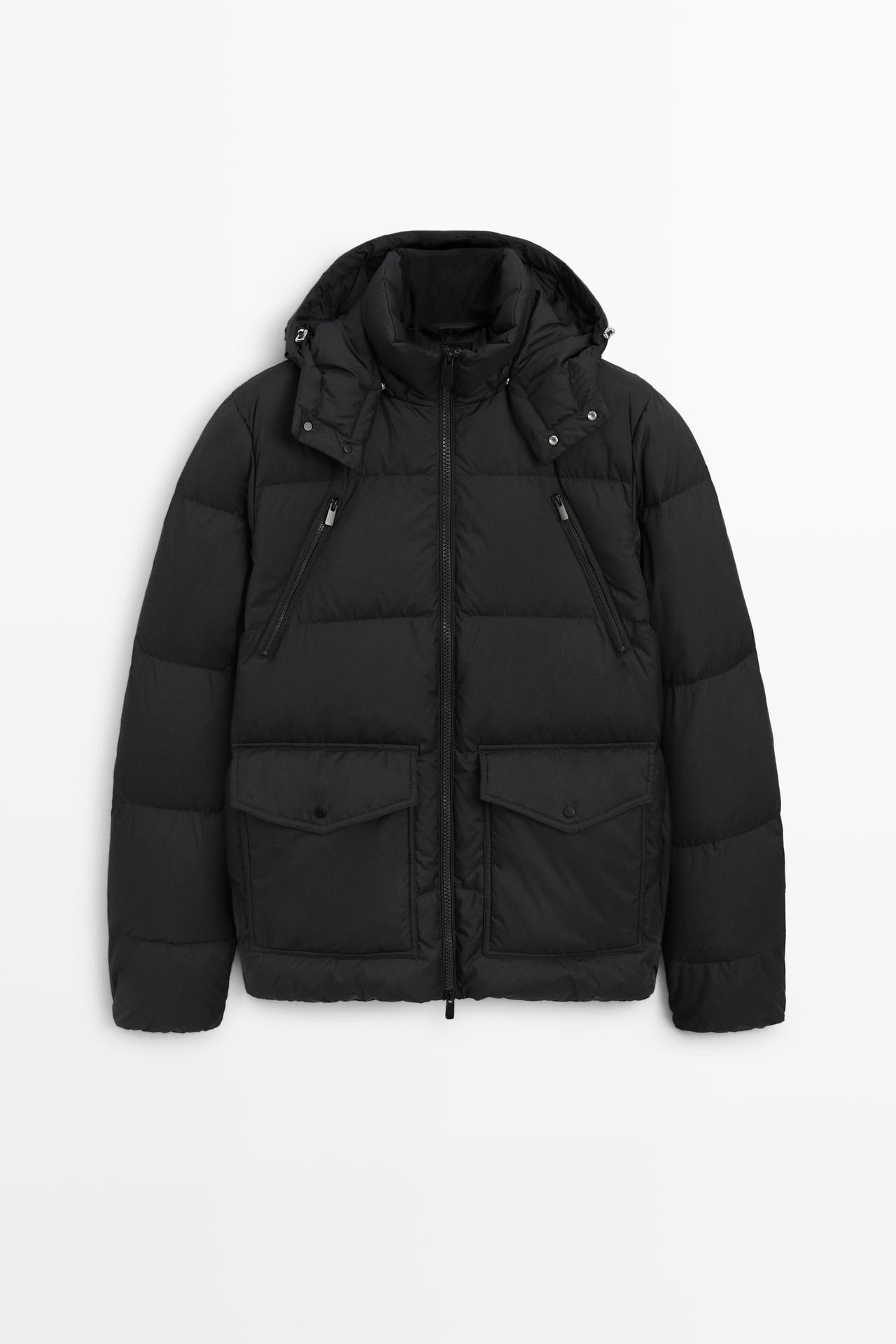 Down jacket with pocket detail — CHARCOAL