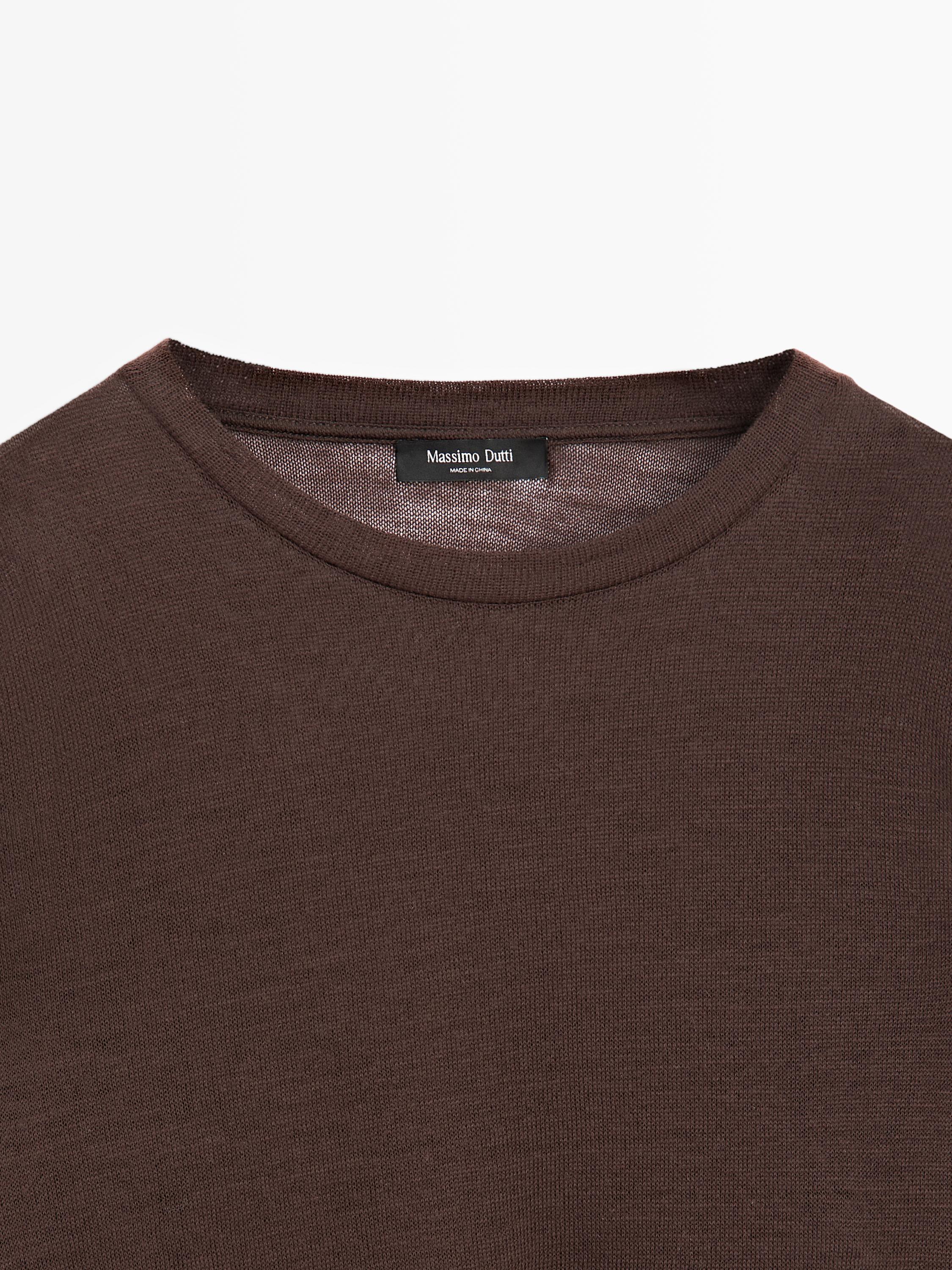 Long sleeve T-shirt with lace detail — BROWN