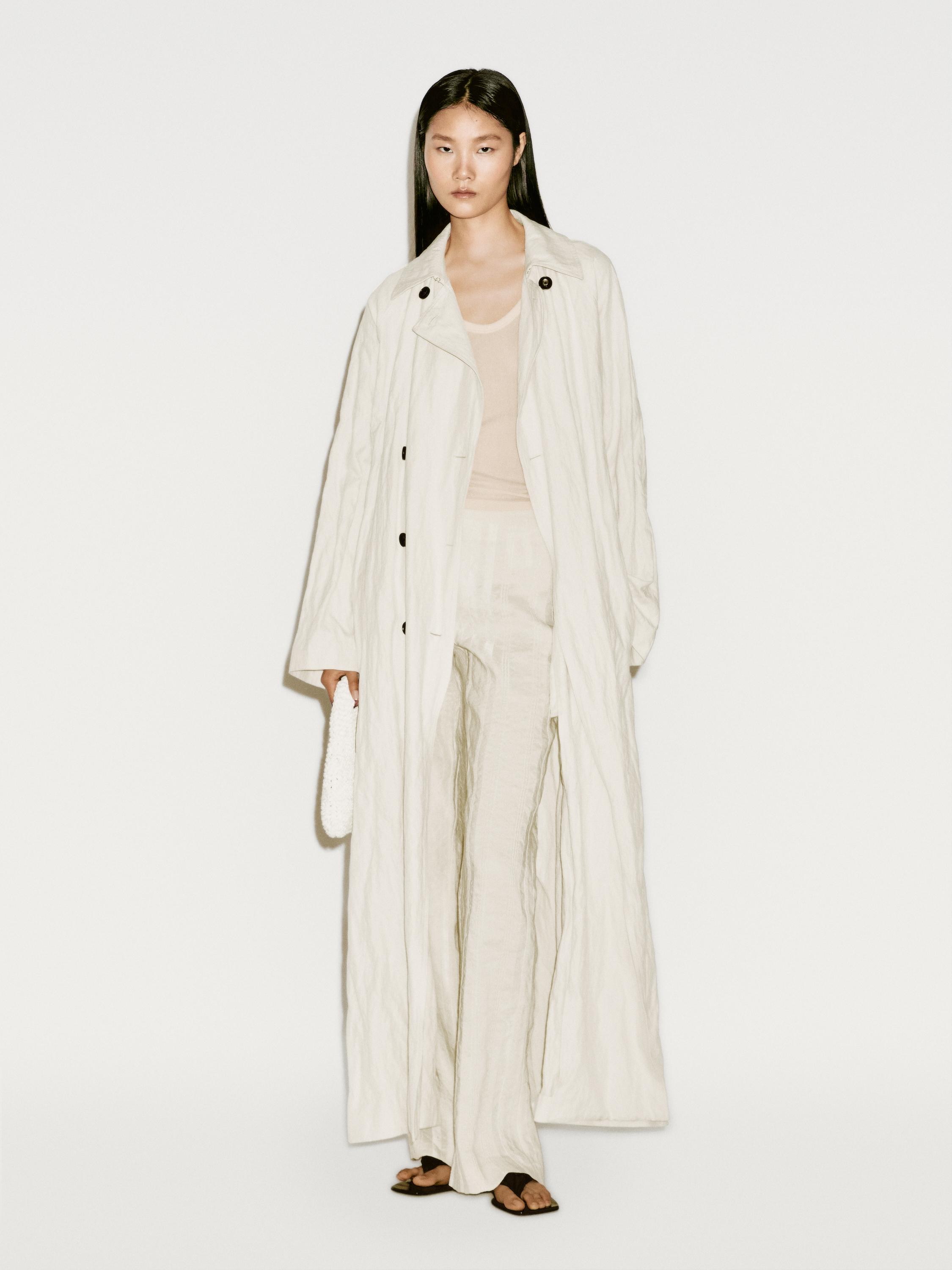 Long voluminous cotton blend trench coat - Limited Edition