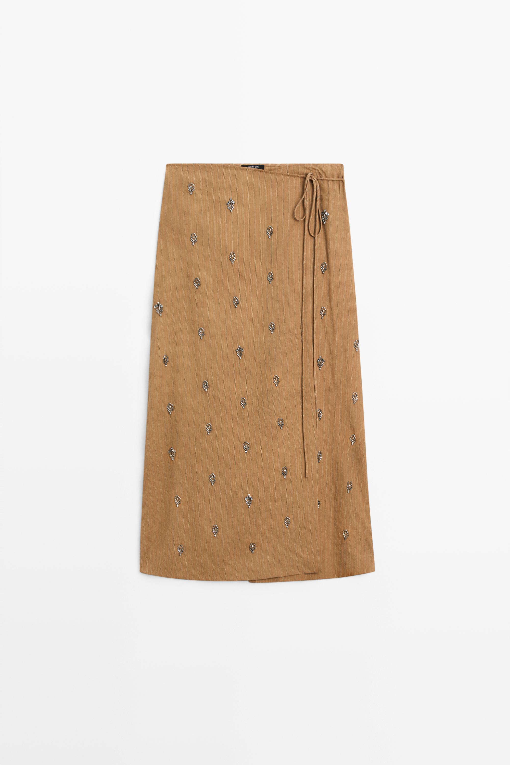 Midi pareo skirt with appliqués — MUSTARD YELLOW