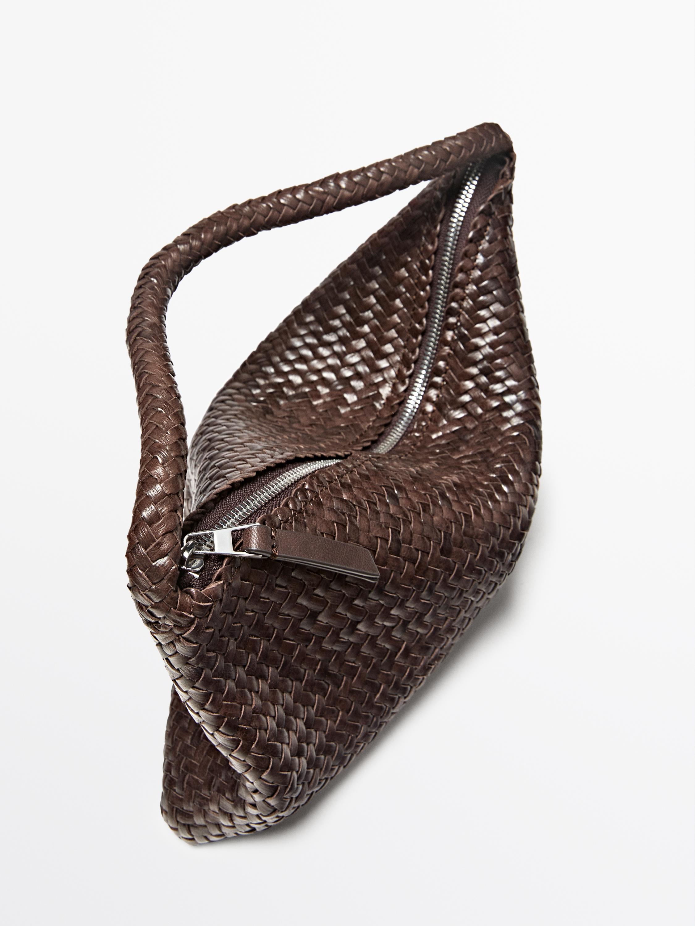 Small braided leather shoulder bag