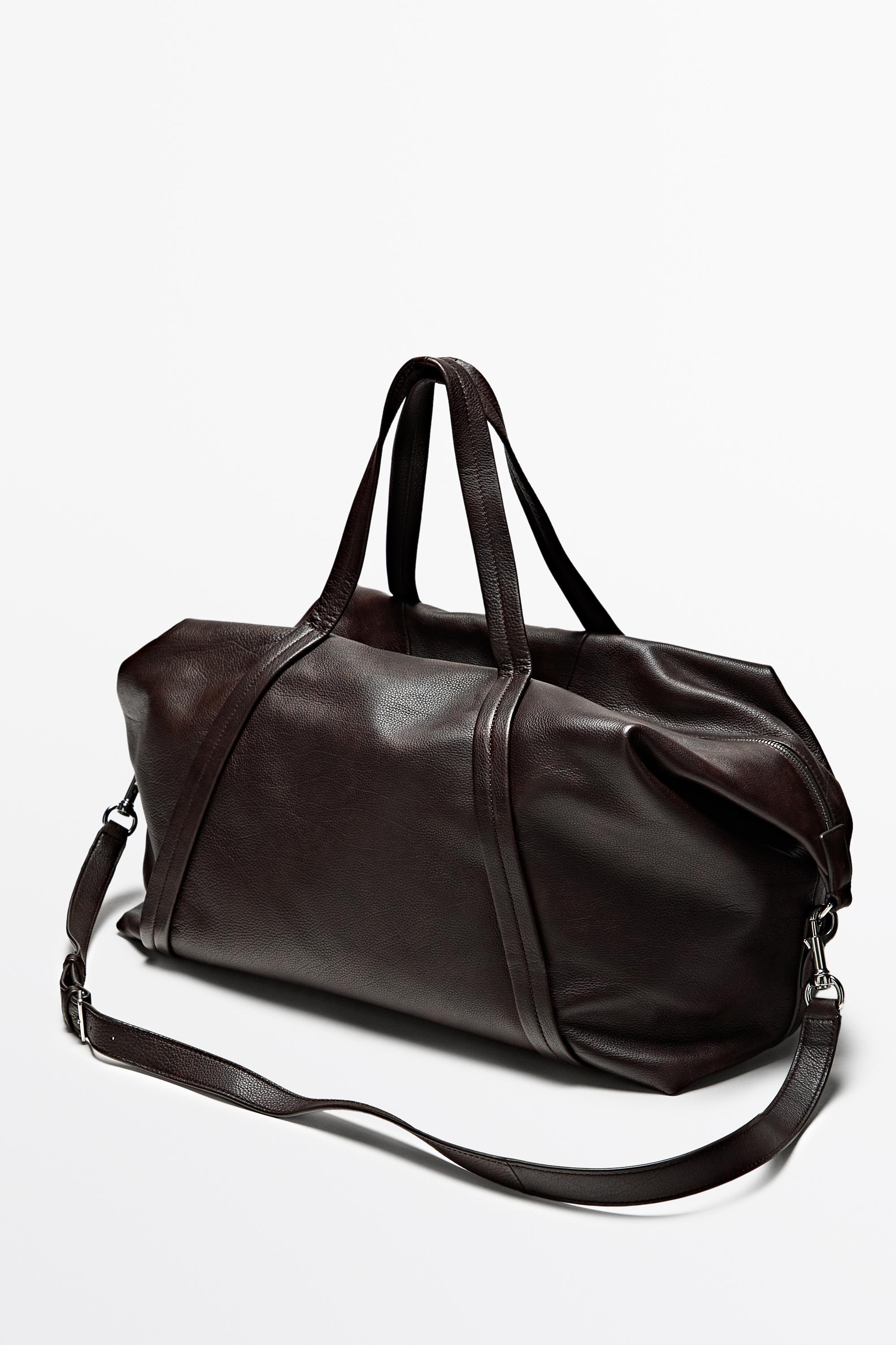 Nappa leather travel bag — BROWN