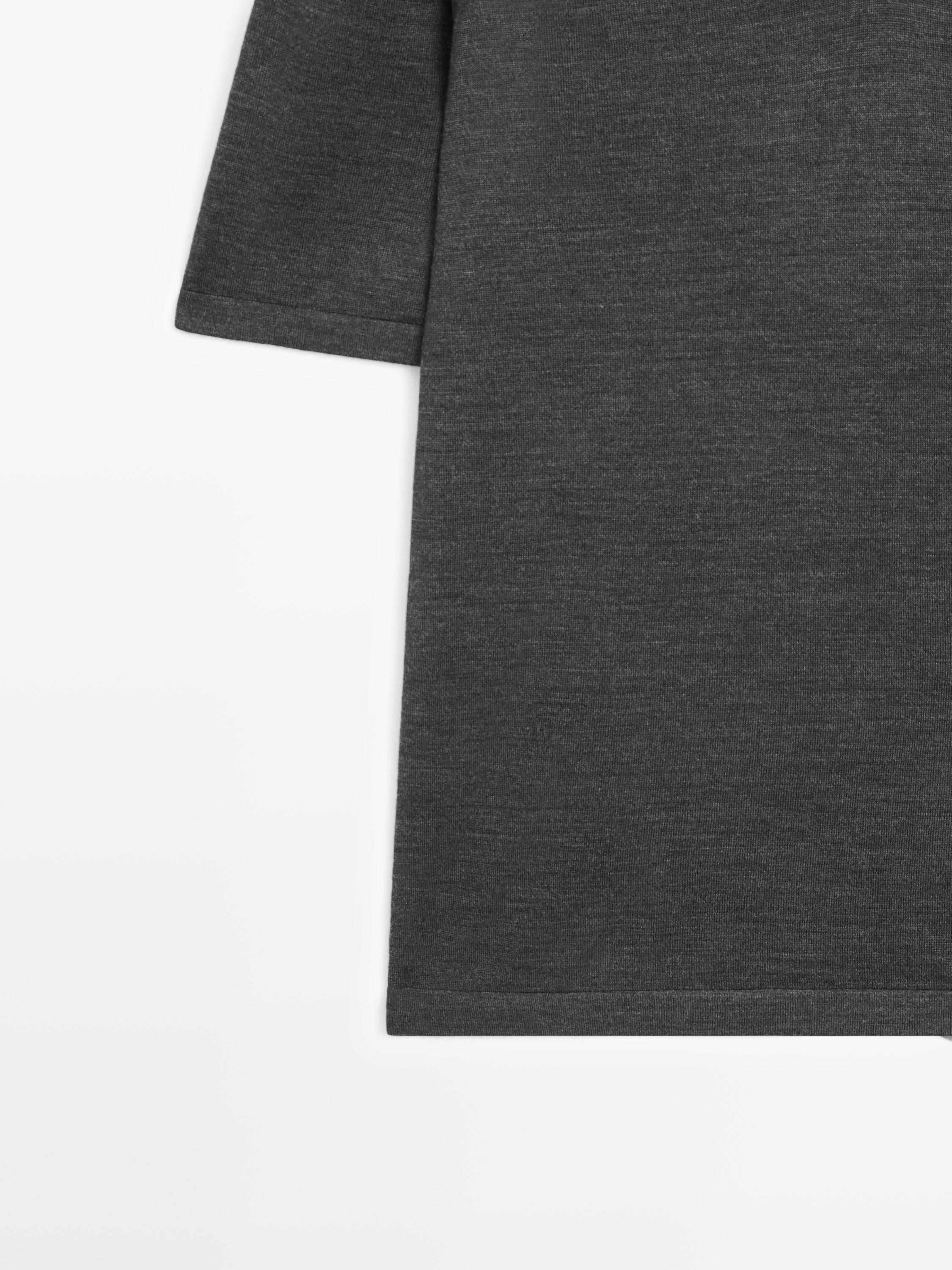Knit V-neck polo shirt — KHAKI GREEN