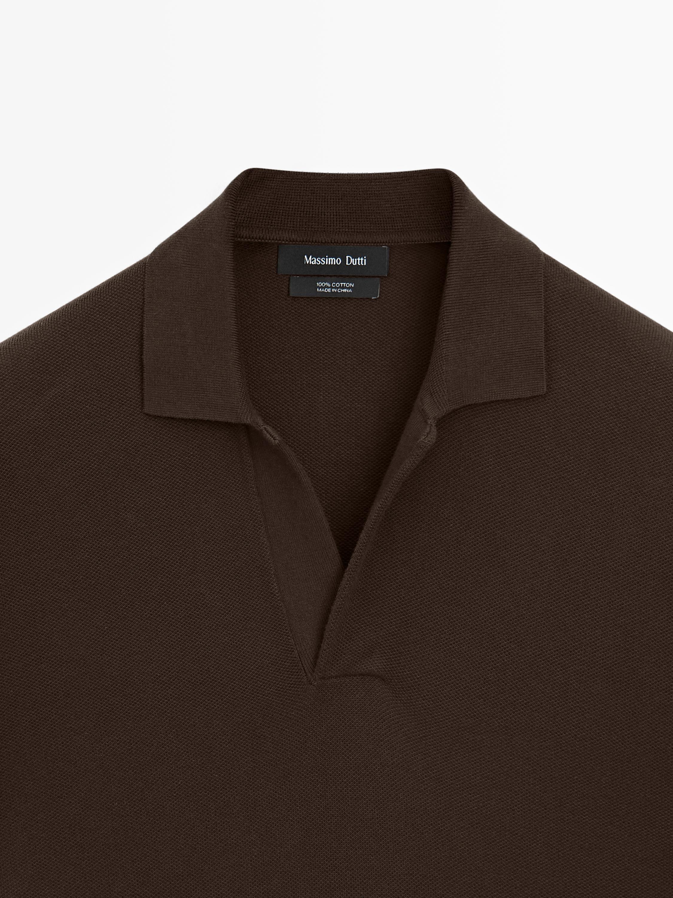 Knit V-neck polo shirt