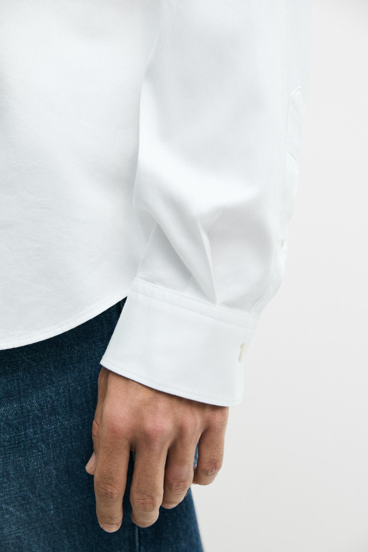 Textured 100% cotton shirt — WHITE