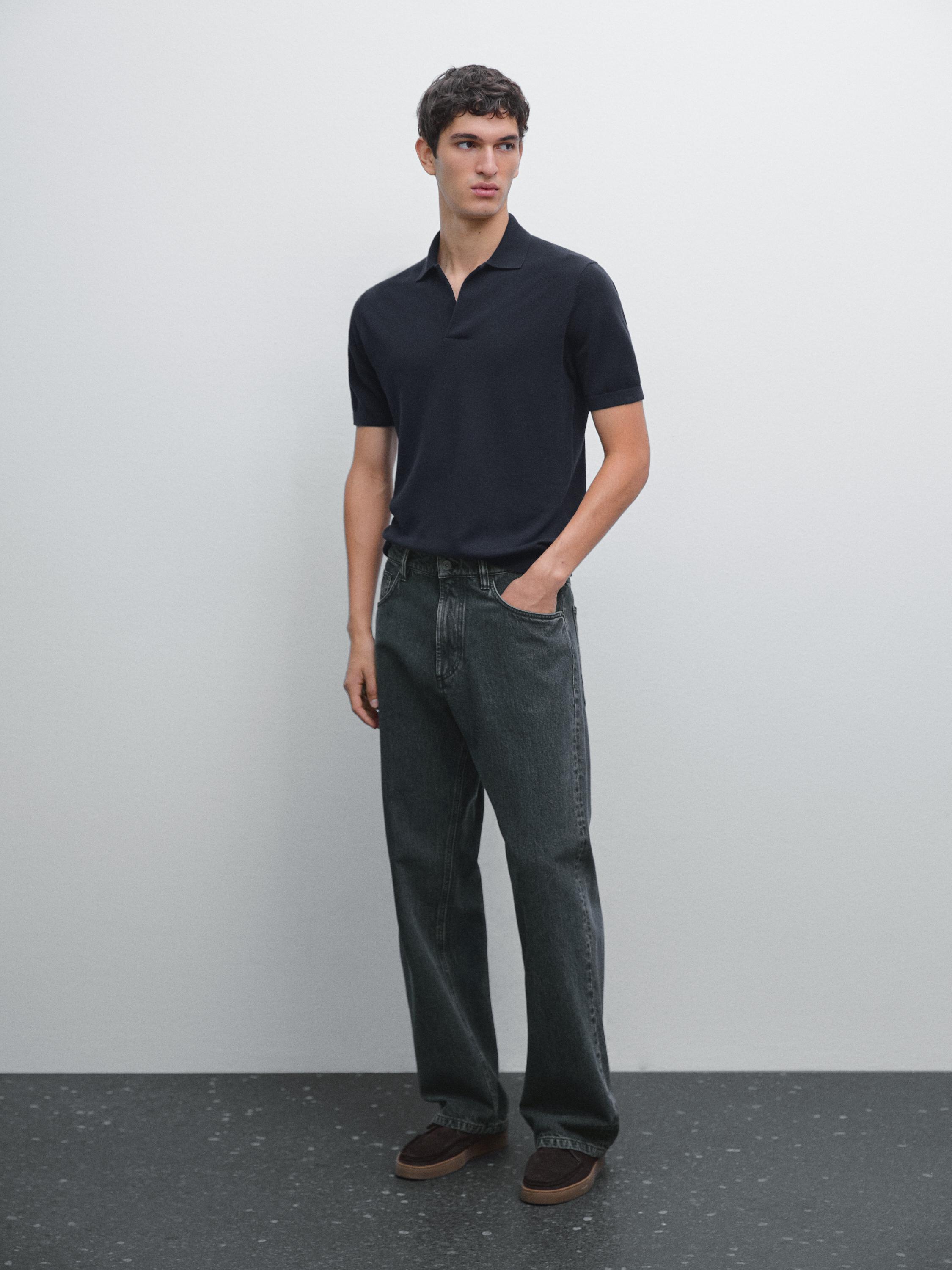 Polo en maille à col en V
