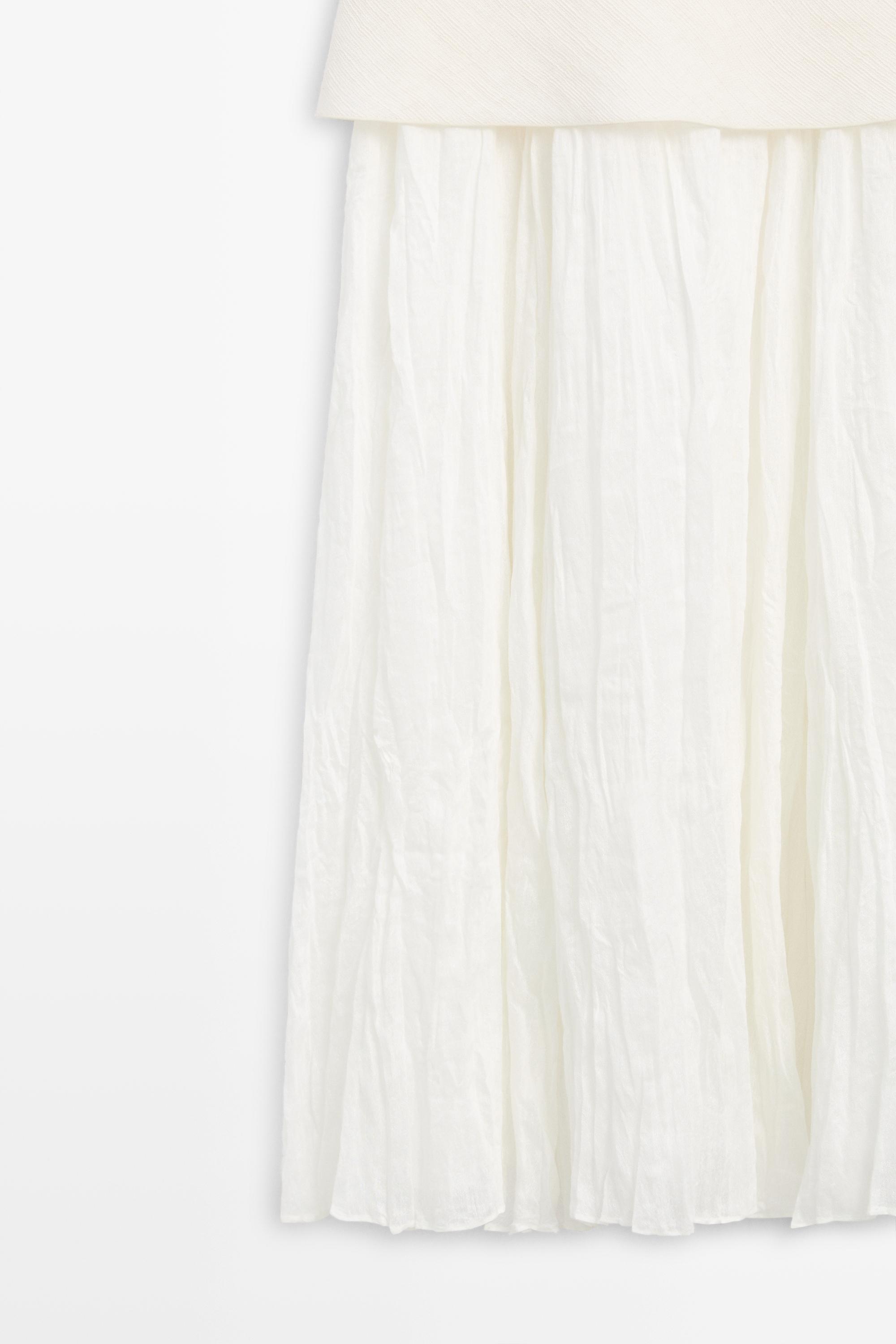 massimo dutti white pleated dress Poplin flounce midi dress White Dress