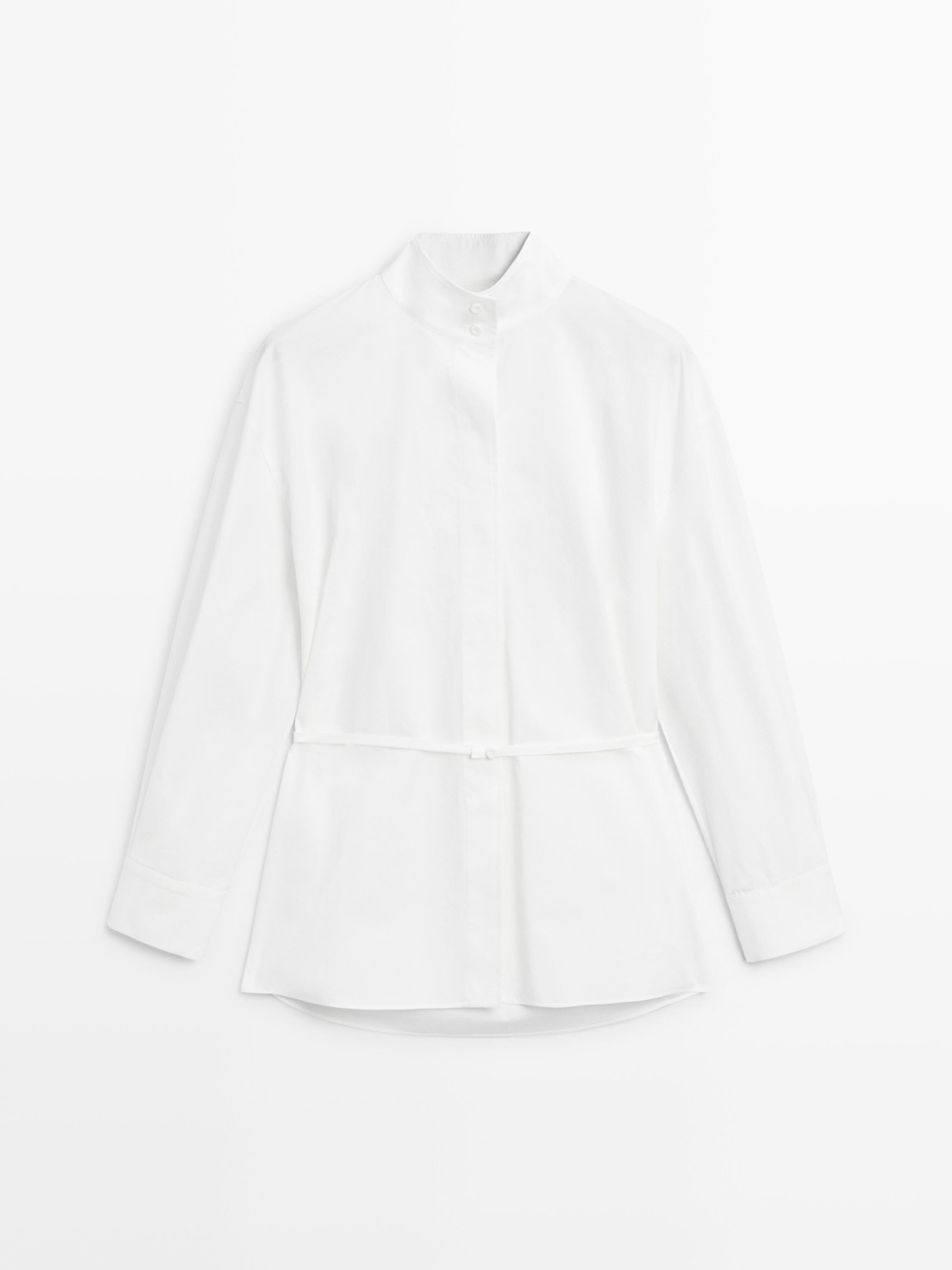 Košeľa s vysokým golierom s remienkom