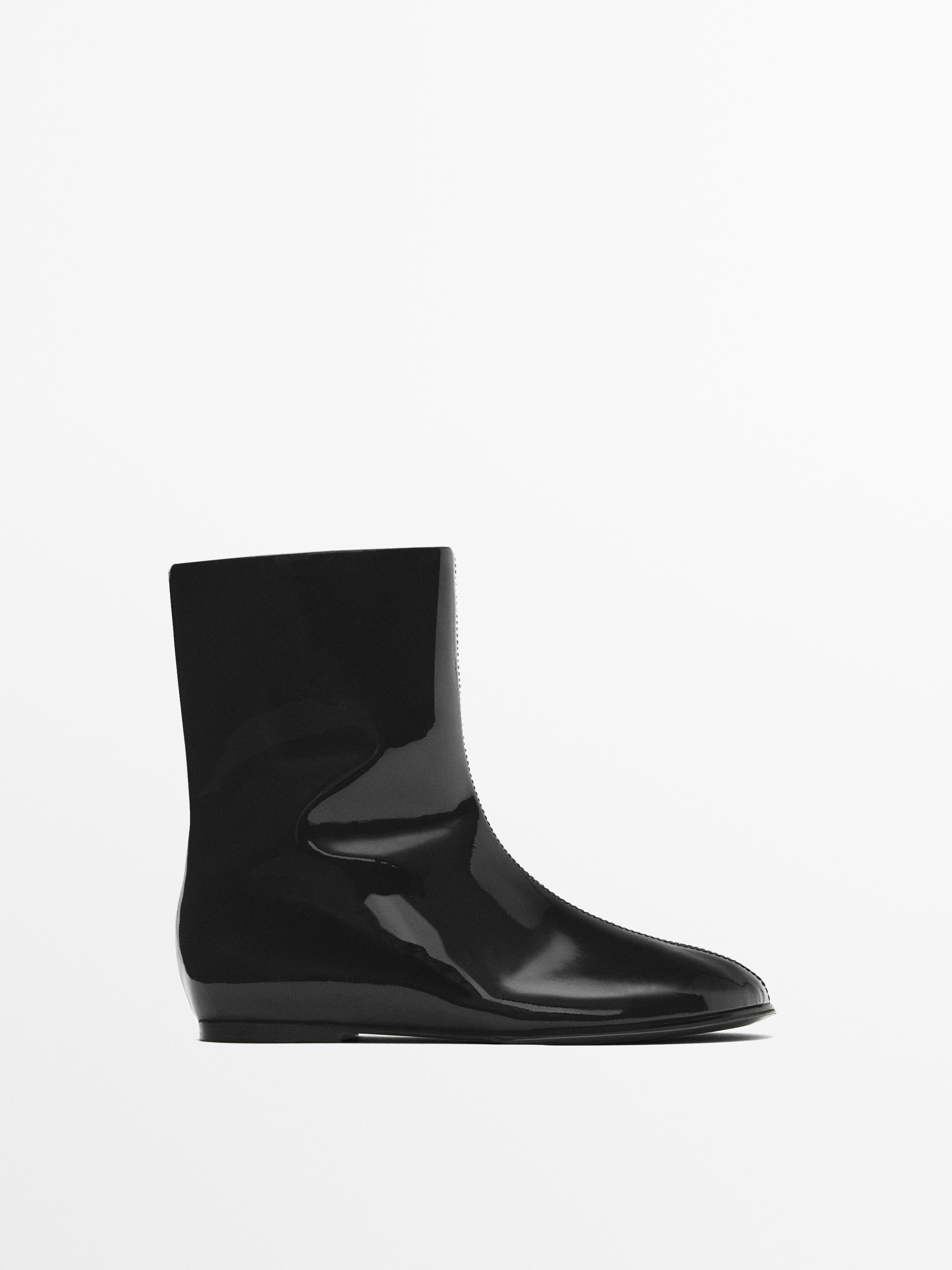 Flat patent ankle boots online