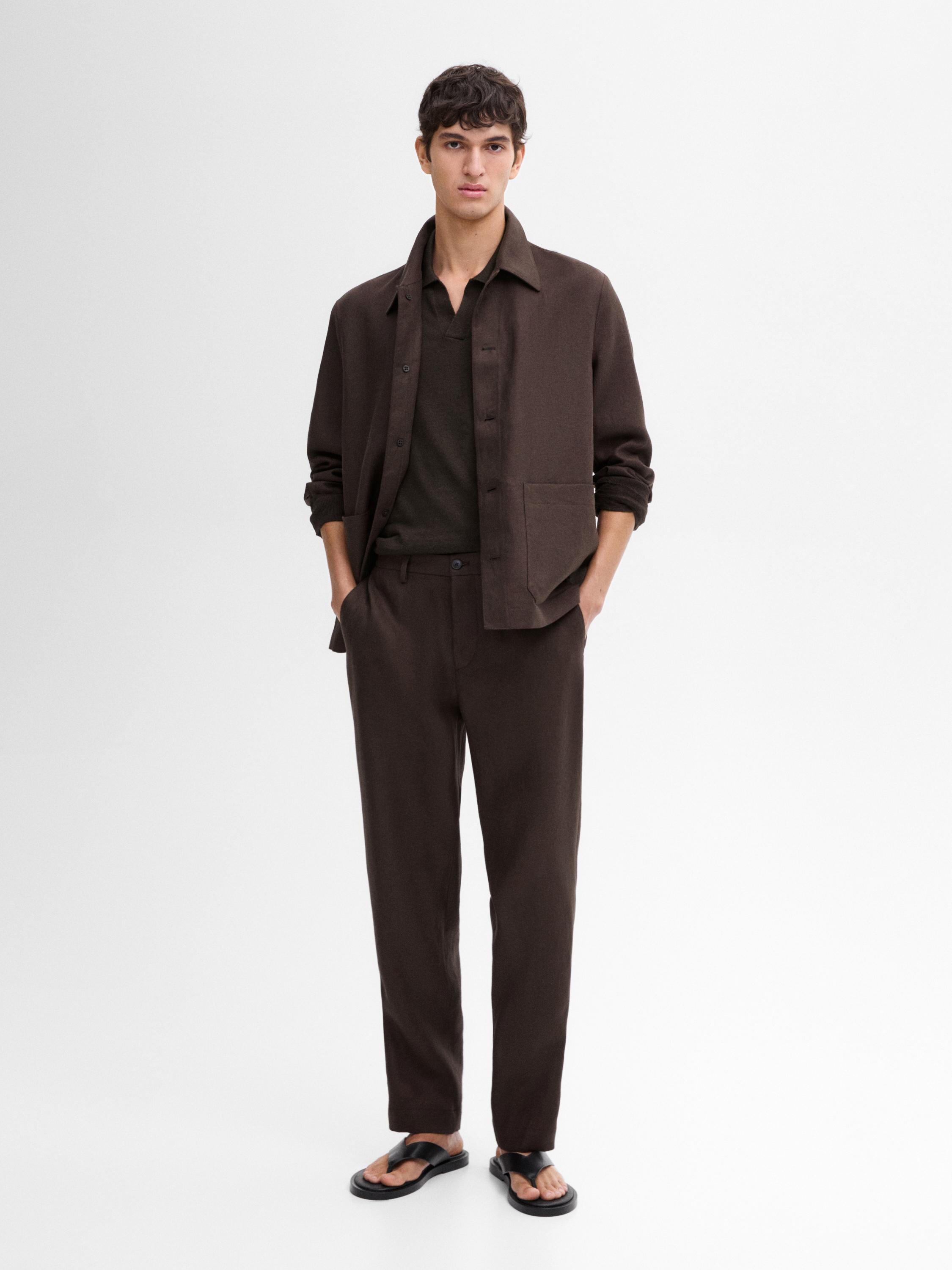 Pantalones De Vestir Hombre Massimo Dutti Pantalón Conjunto Lino