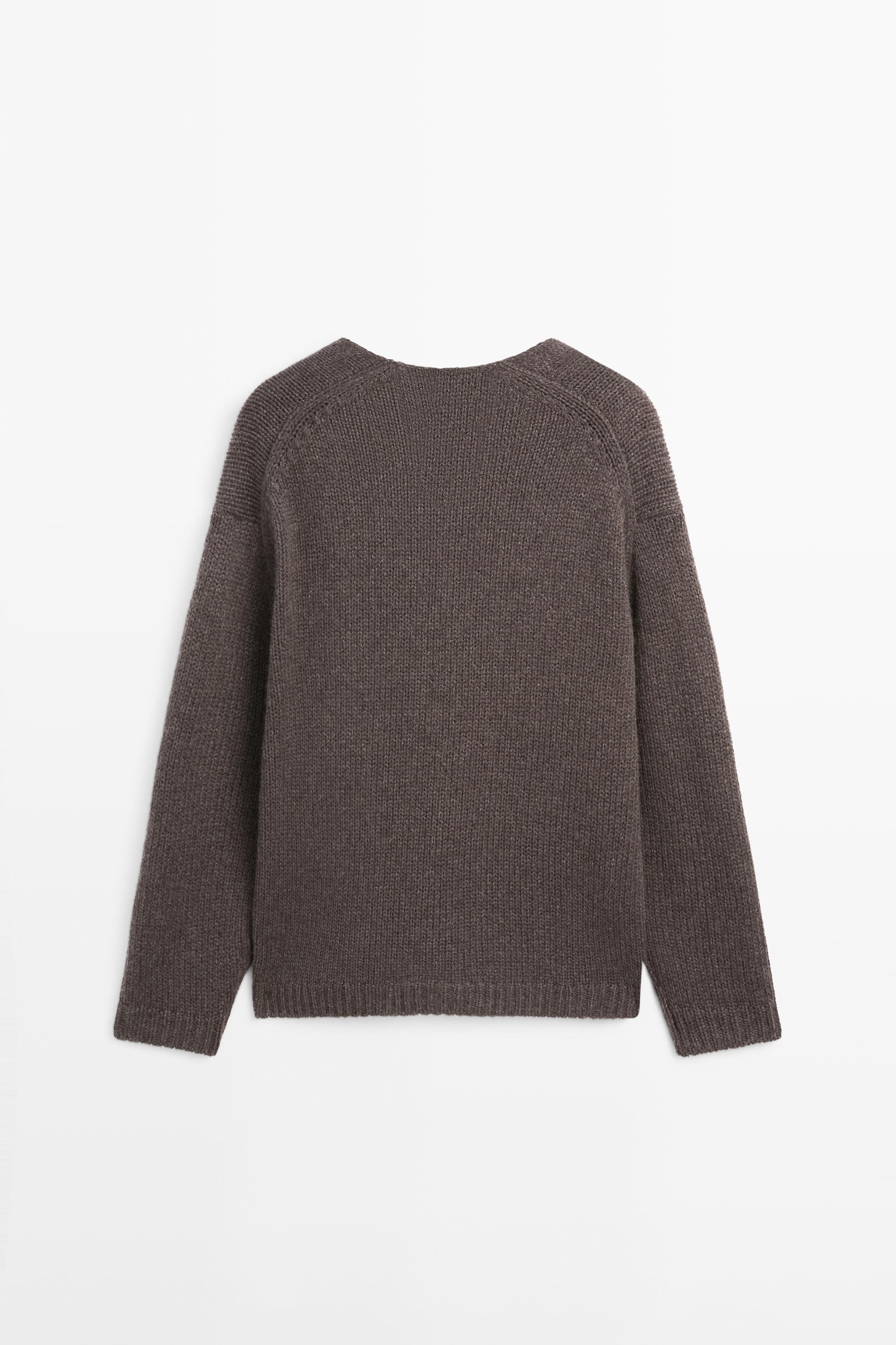 100% cashmere V-neck sweater — BROWN MARL