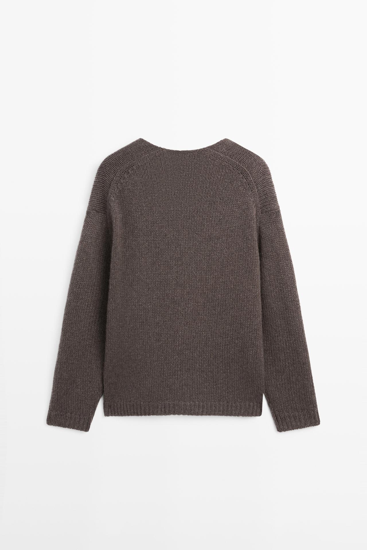 100% cashmere V-neck sweater — BROWN MARL